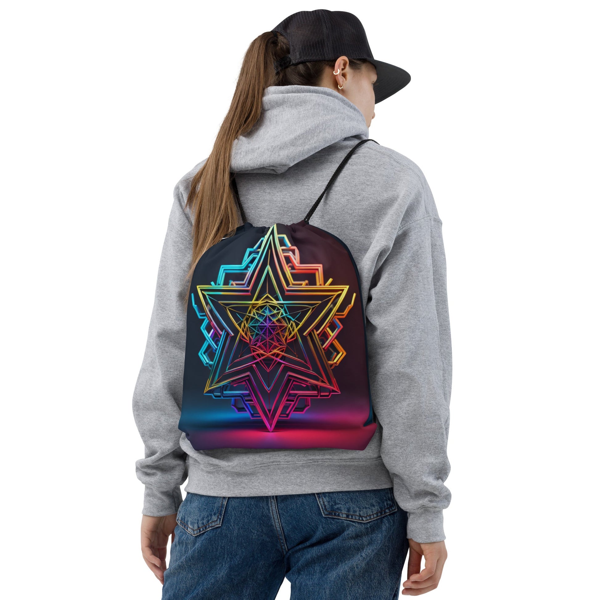 Futuristic Shine| Star of David |Drawstring Bag