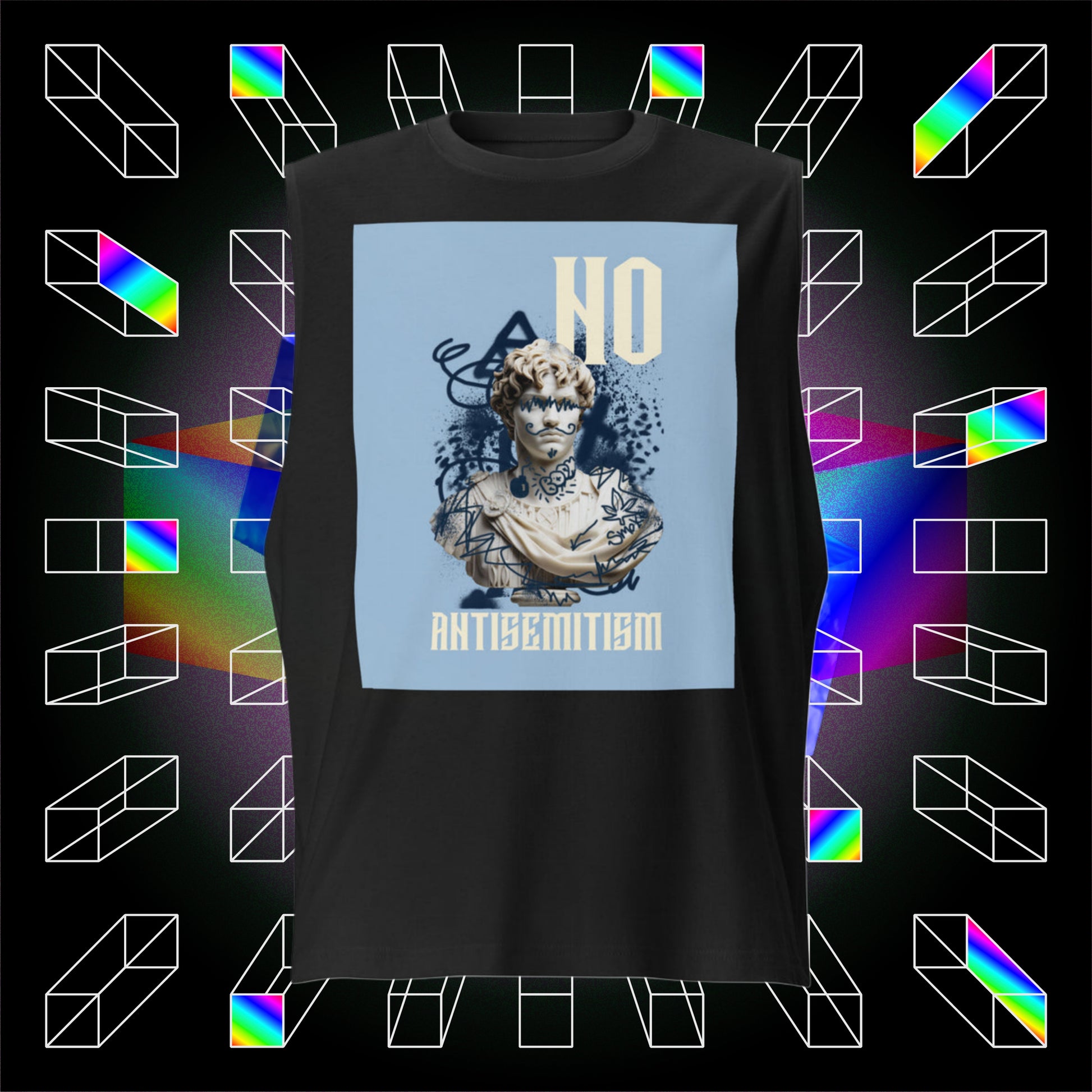 Graffiti Statue Anthem | No Antisemitism | Unisex Muscle Tank Top