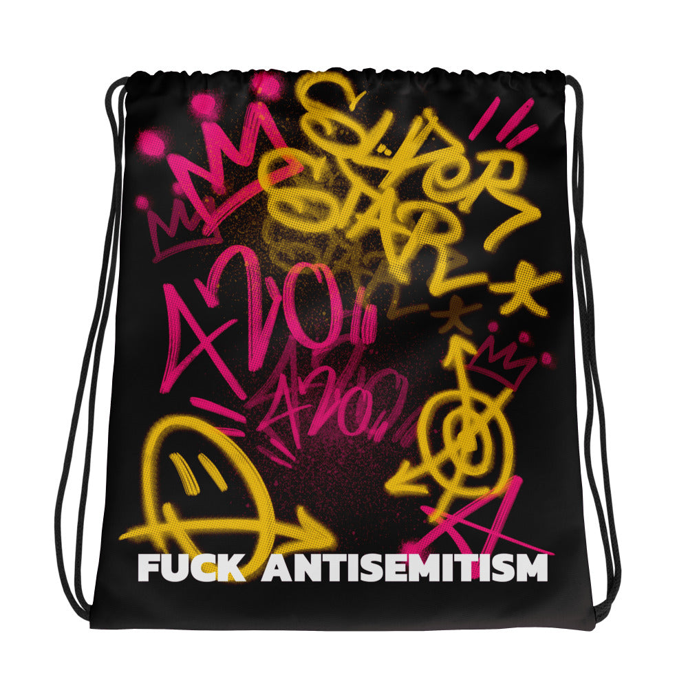 Fuck Antisemitism Graffiti | Drawstring Bag