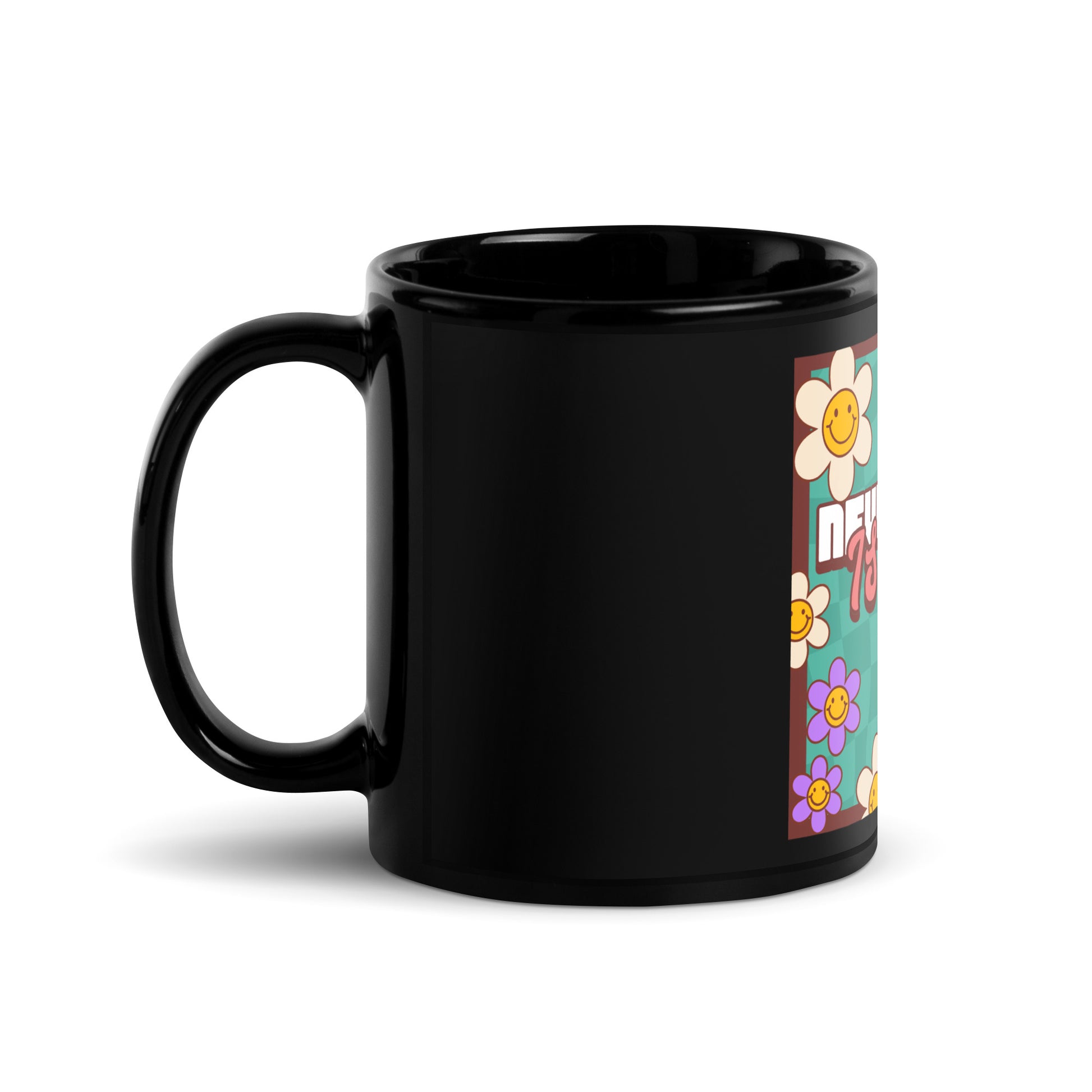 Never Again | Retro-Green Style | Black Glossy Mug