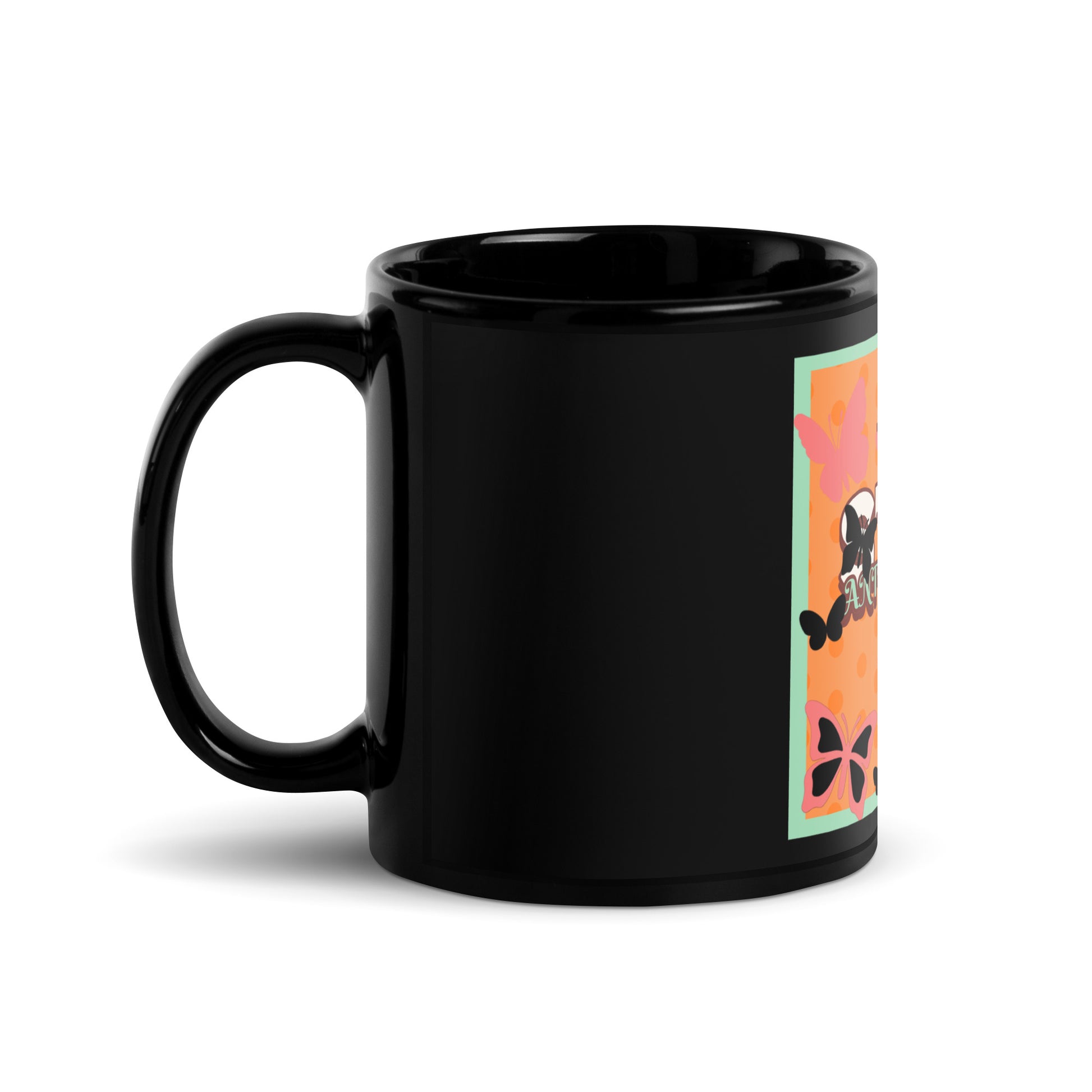 Antisemitism | Retro-Orange Style | Black Glossy Mug