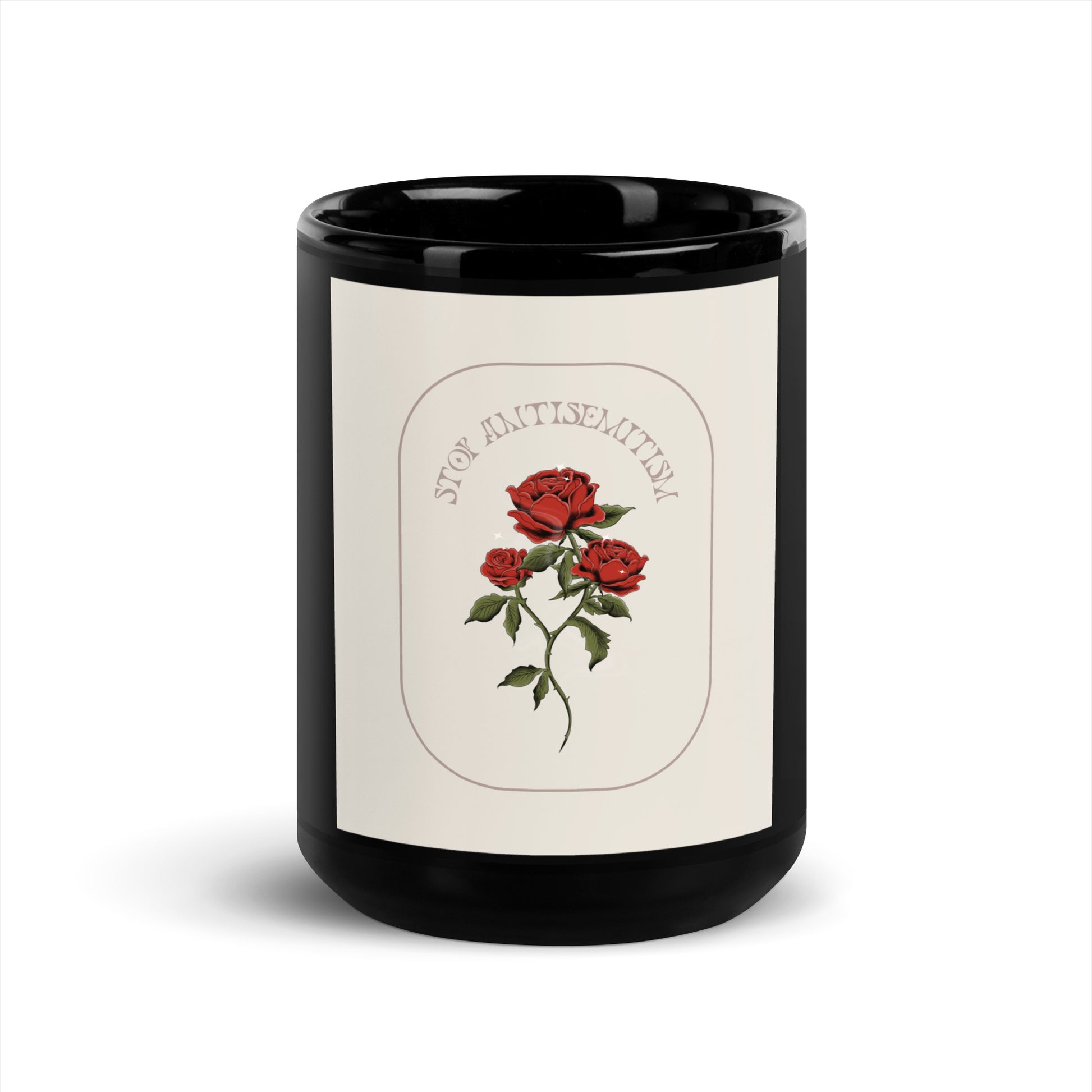 Stop Antisemitism | Plants & Flowers Edition | Black Glossy Mug
