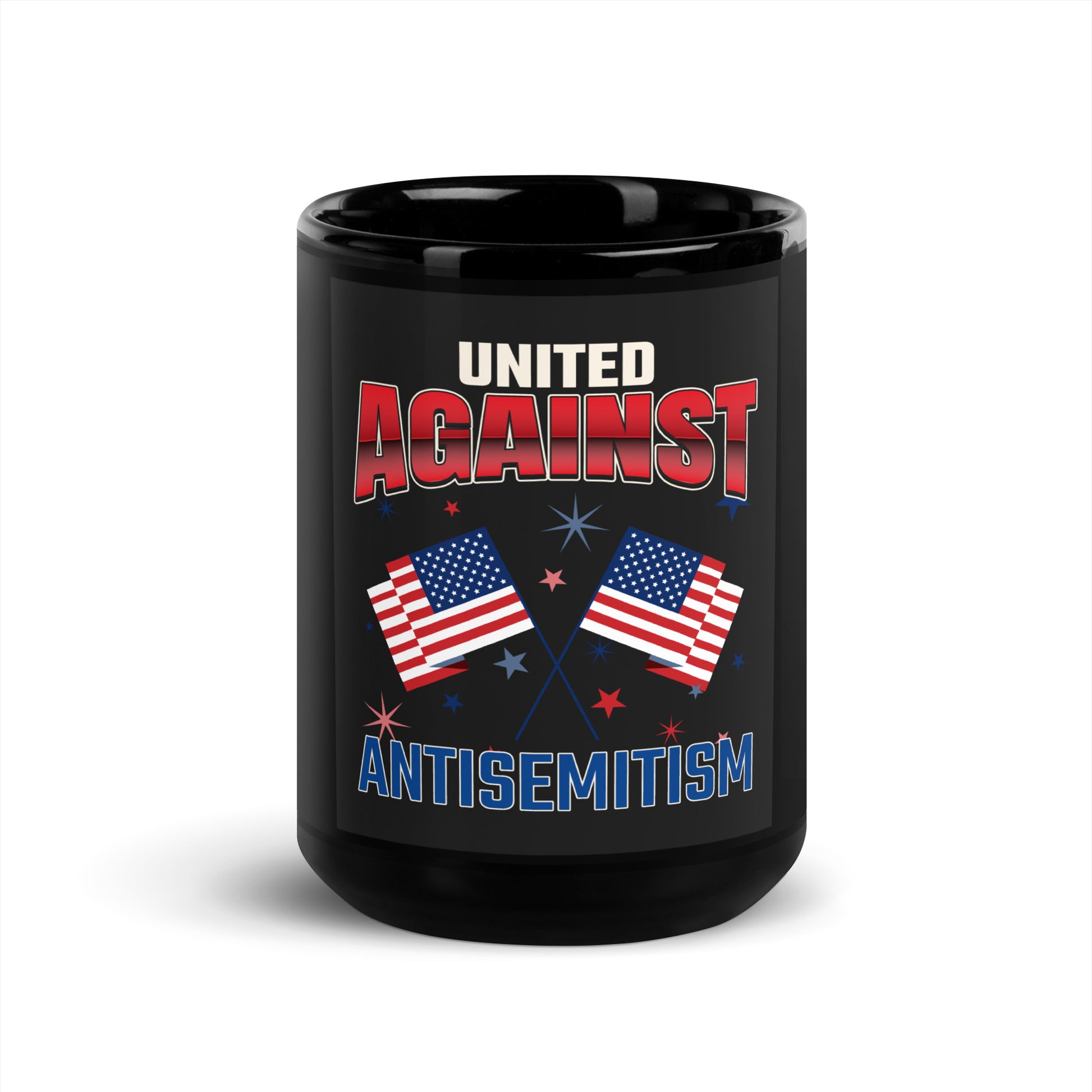 USA Edition | United Against Antisemitism | Black Glossy Mug