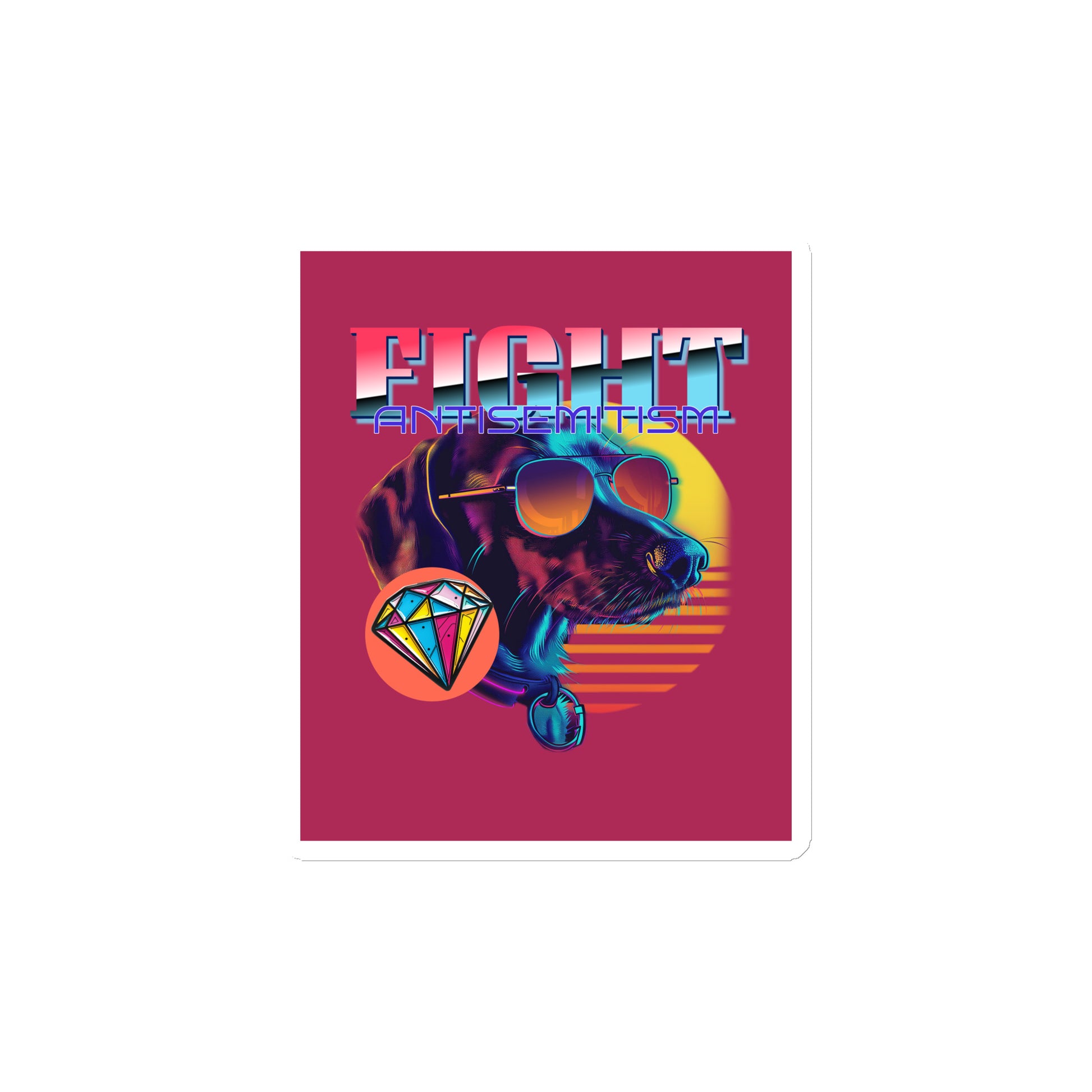Retro Neon Animal | Fight Antisemitism | Die-Cut Magnet