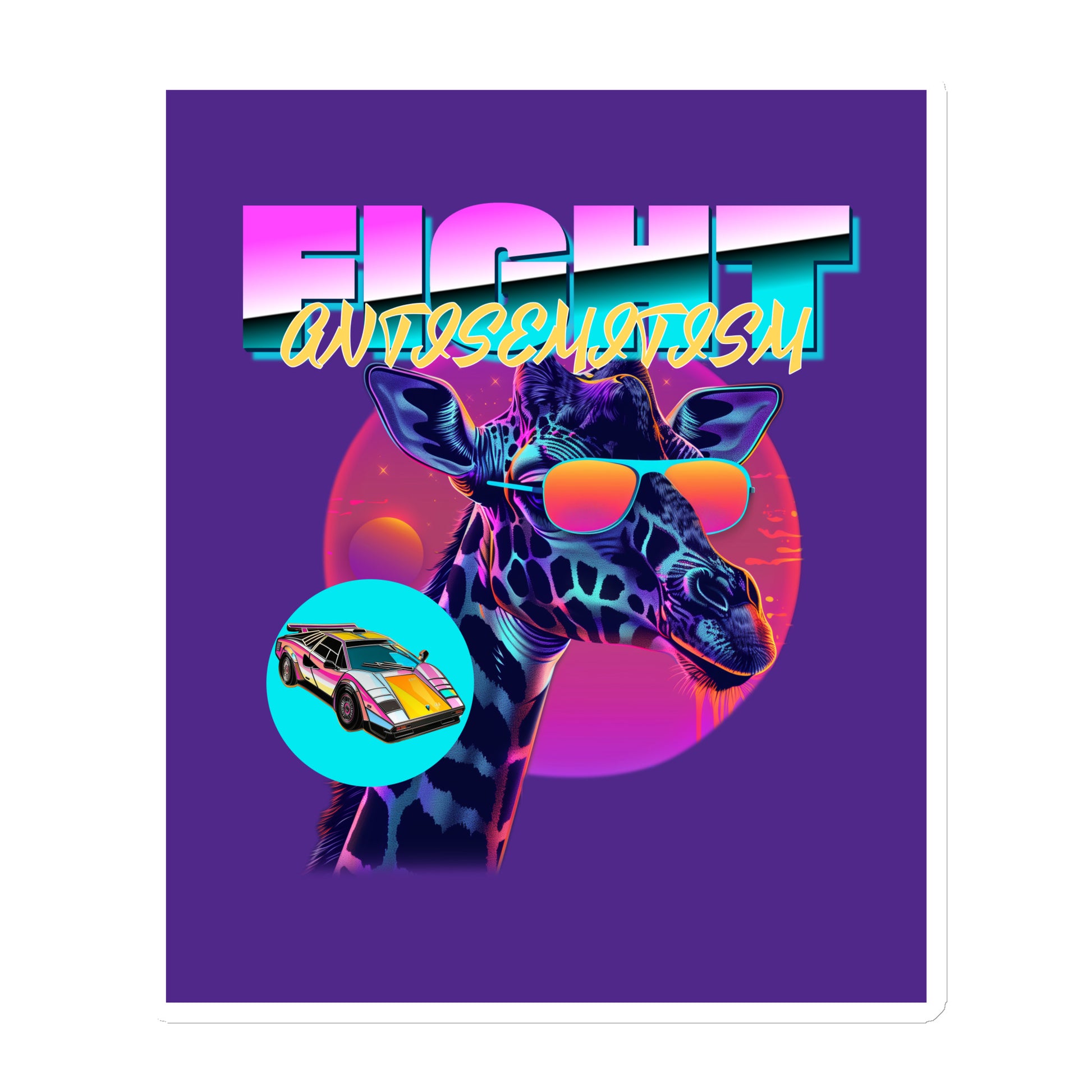 Retro Neon Animal | Fight Antisemitism | Die-Cut Magnet