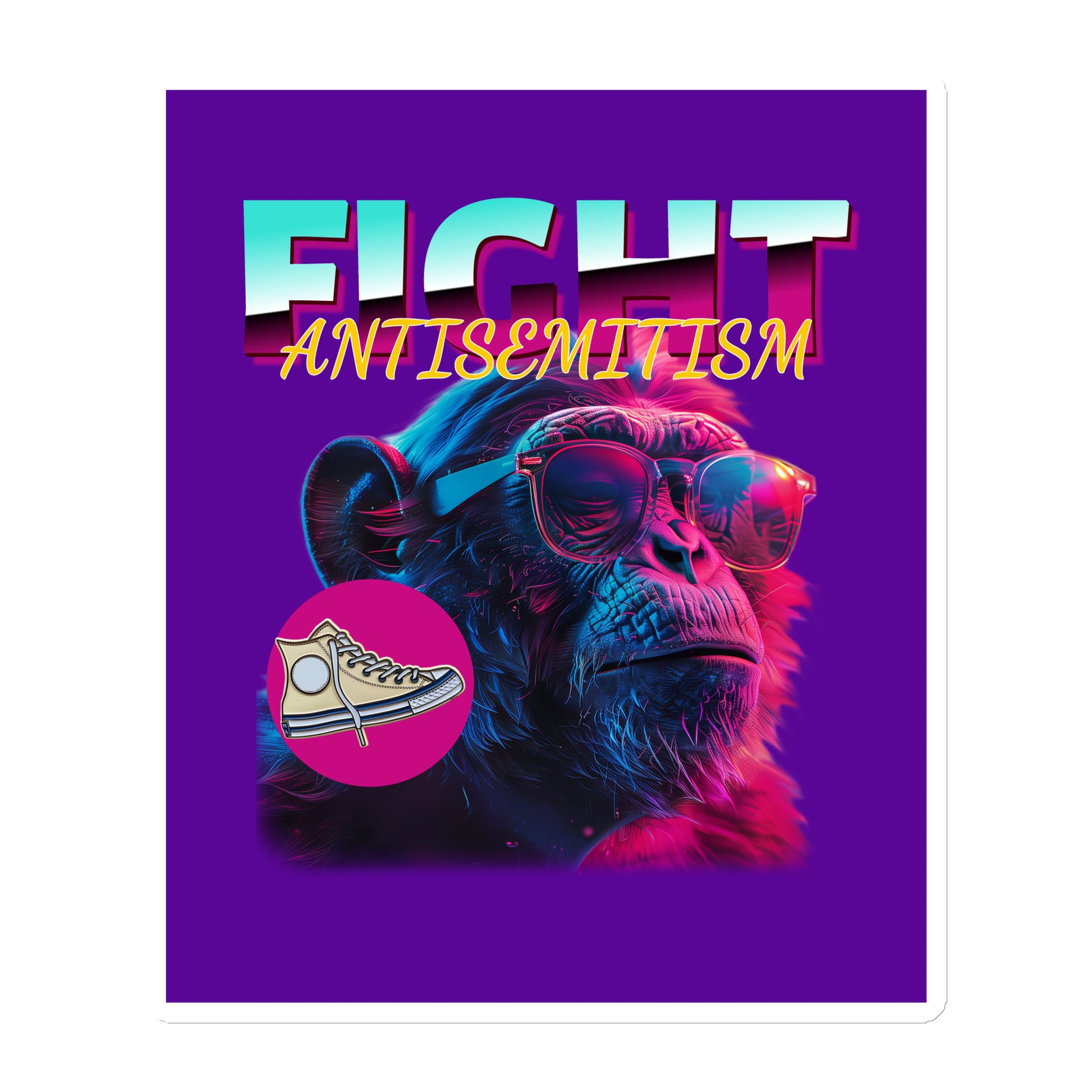 Retro Neon Animal | Fight Antisemitism | Die-Cut Magnet
