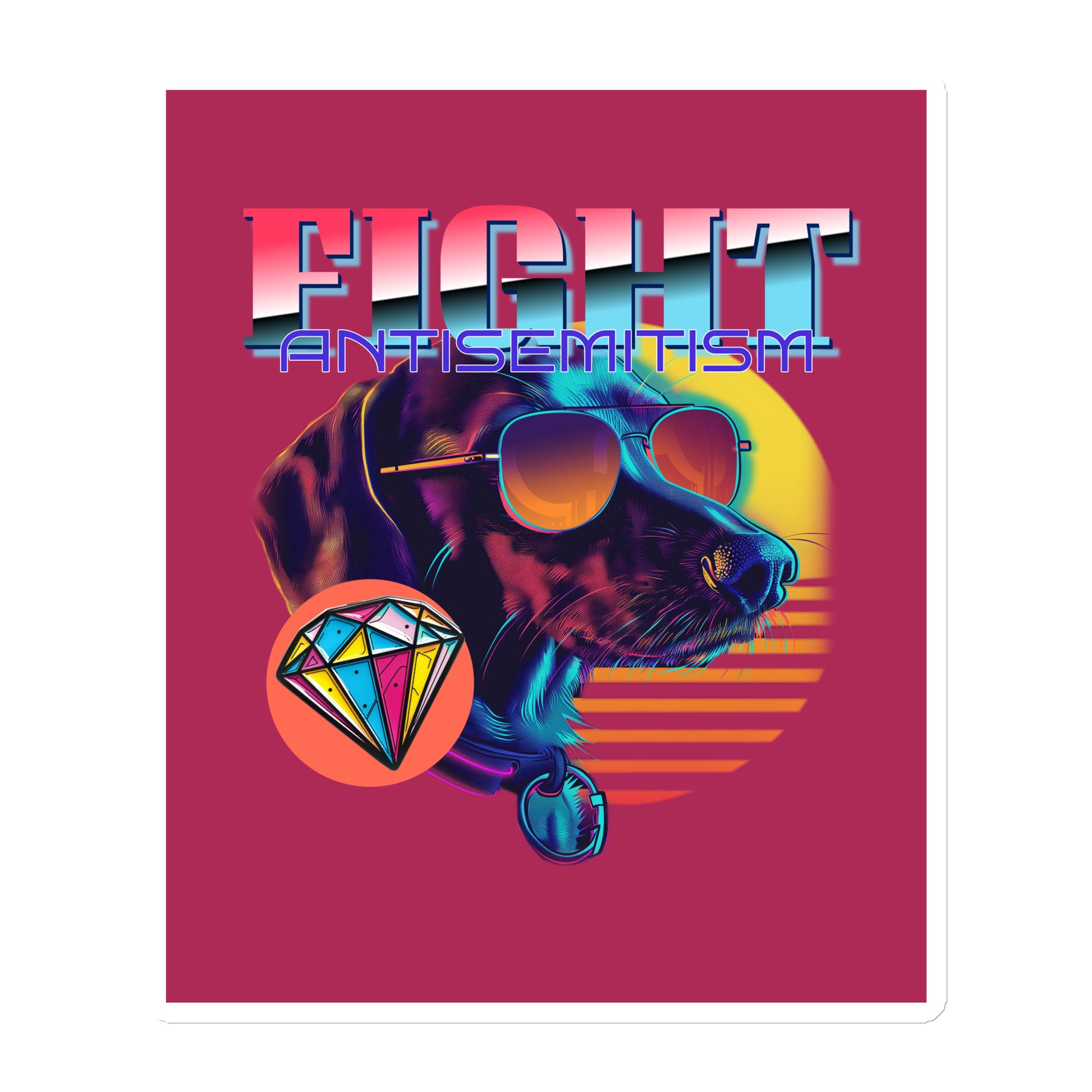 Retro Neon Animal | Fight Antisemitism | Die-Cut Magnet