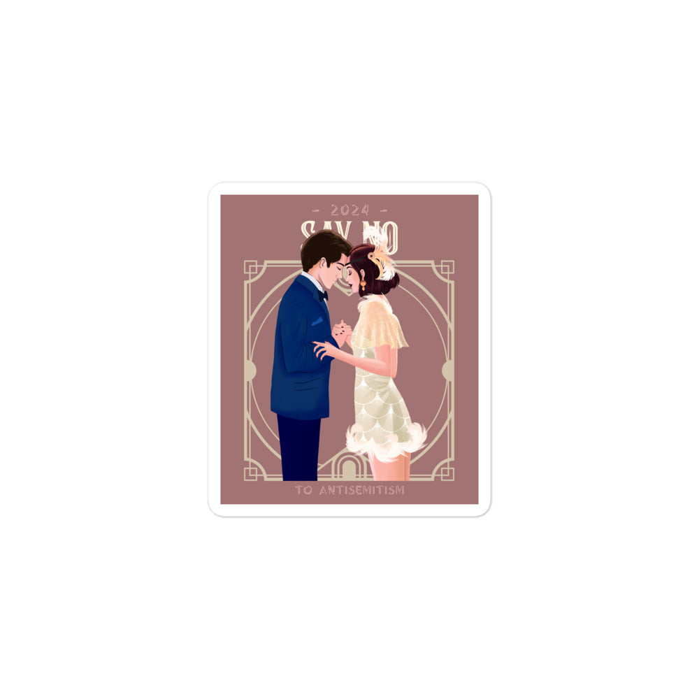 Art Deco Love Story | No Antisemitism | Kiss Cut Sticker