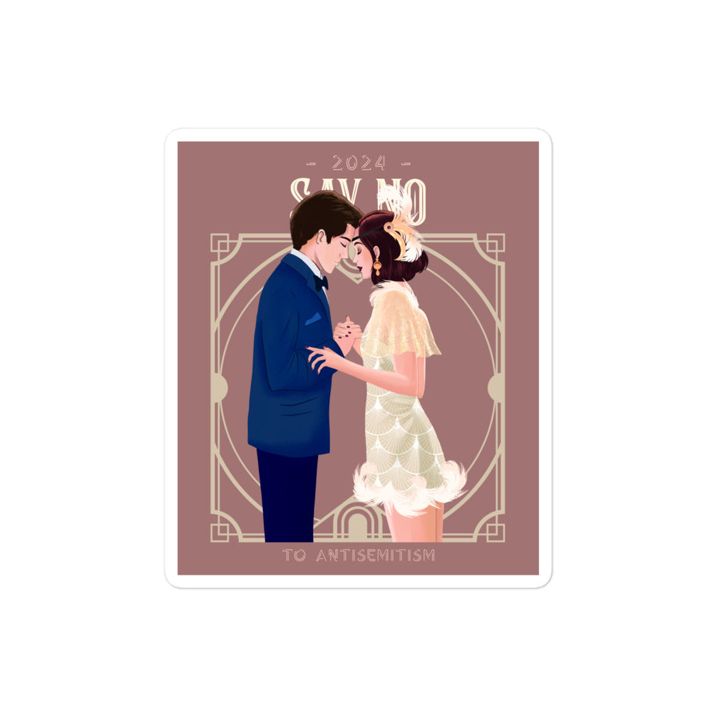 Art Deco Love Story | No Antisemitism | Kiss Cut Sticker