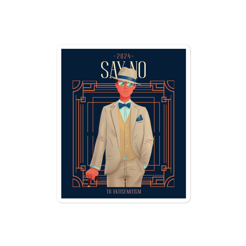 Art Deco Love Story | No Antisemitism | Kiss Cut Sticker