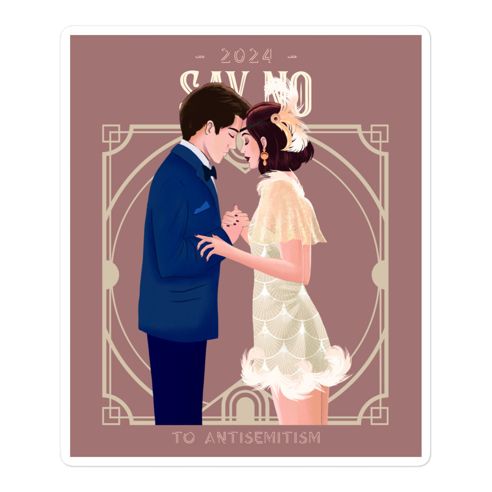 Art Deco Love Story | No Antisemitism | Kiss Cut Sticker