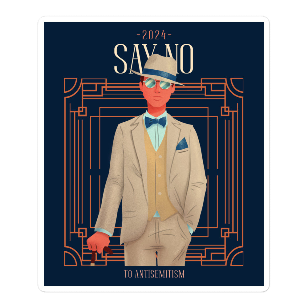 Art Deco Love Story | No Antisemitism | Kiss Cut Sticker