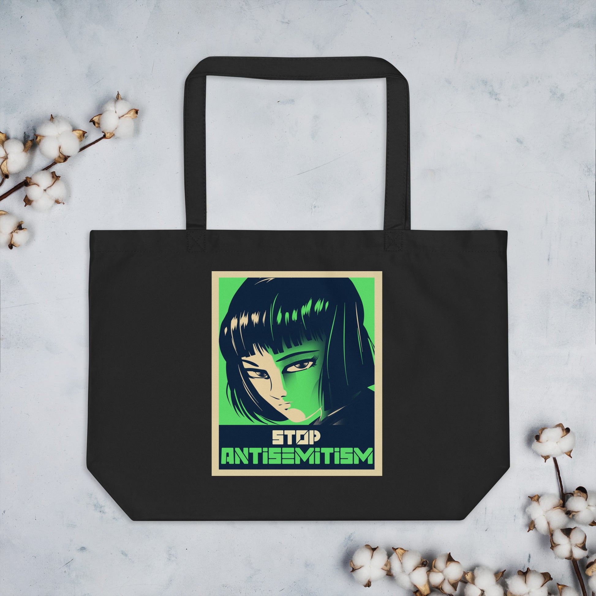Anime Hero | Antisemitism | Large Organic Tote Bag