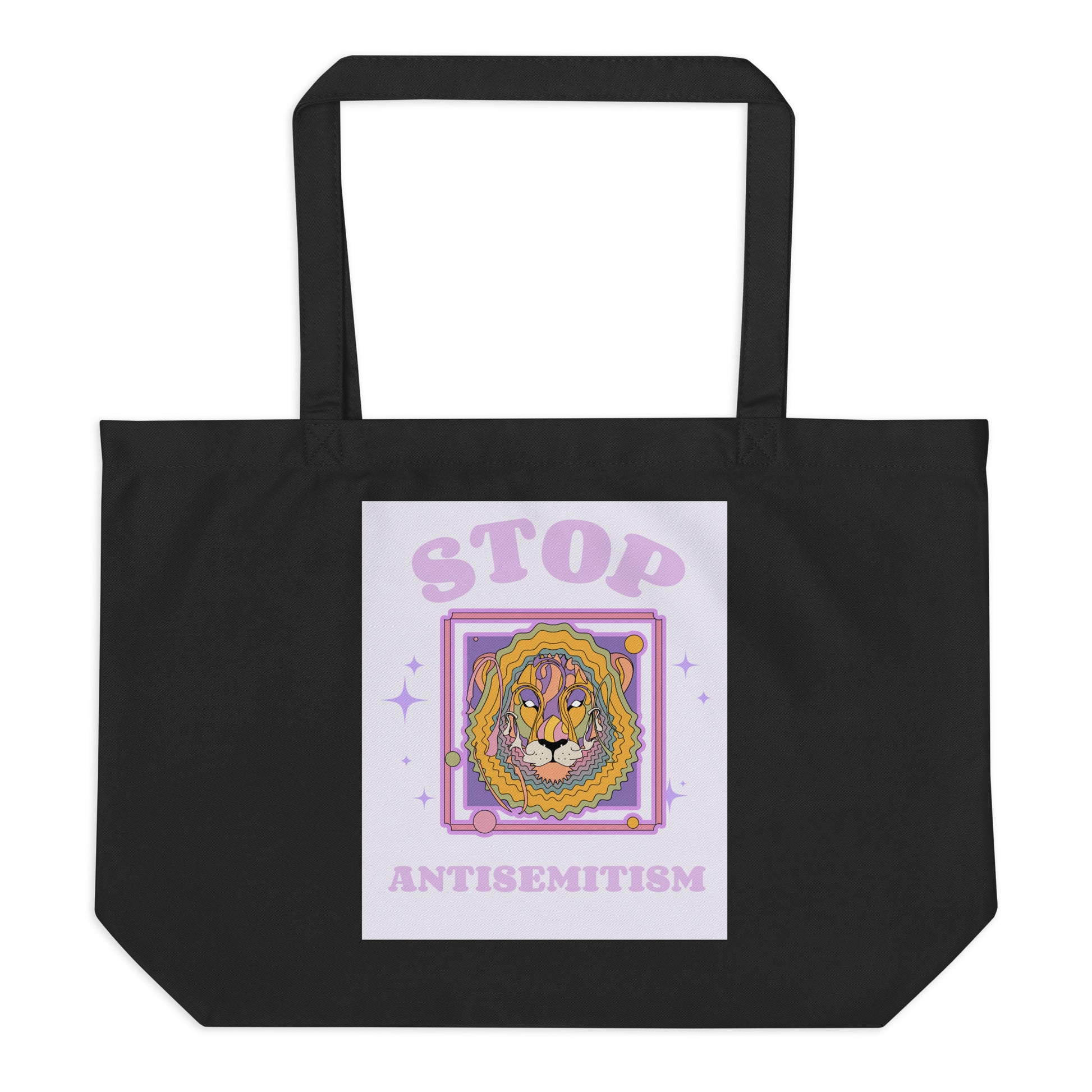 Stop Antisemitism | Purple & Cute Edition | Large Organic Tote Bag