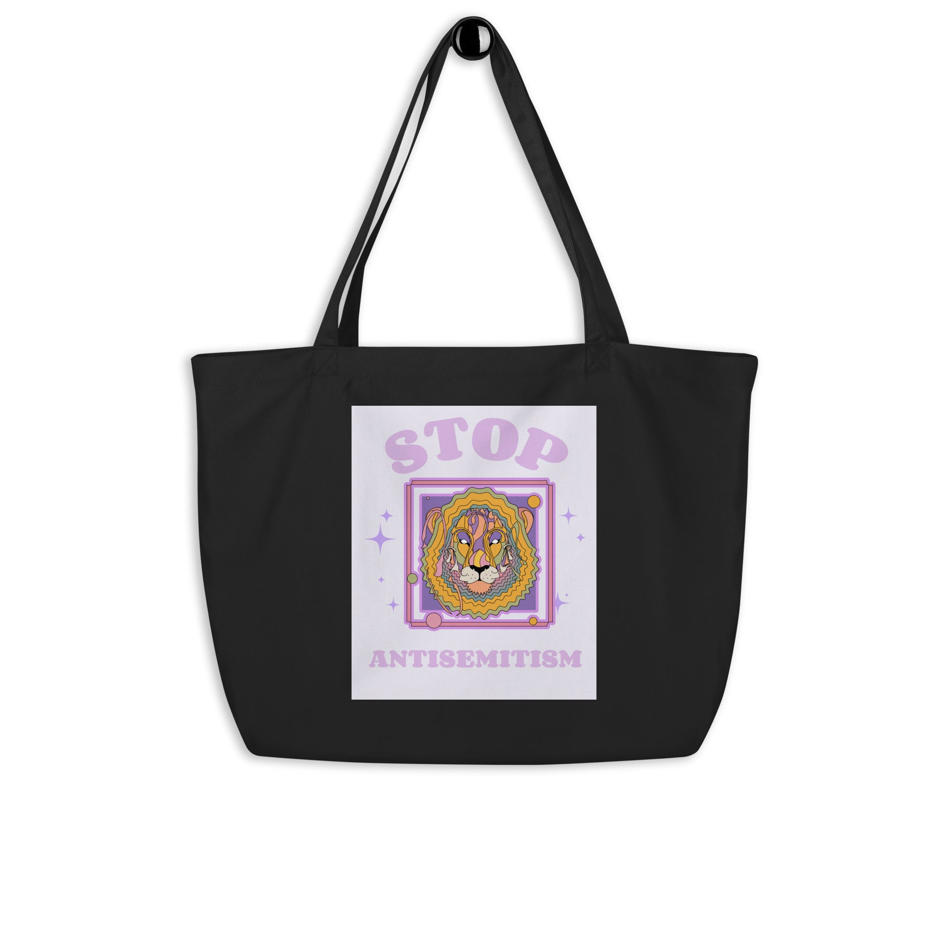 Stop Antisemitism | Purple & Cute Edition | Large Organic Tote Bag
