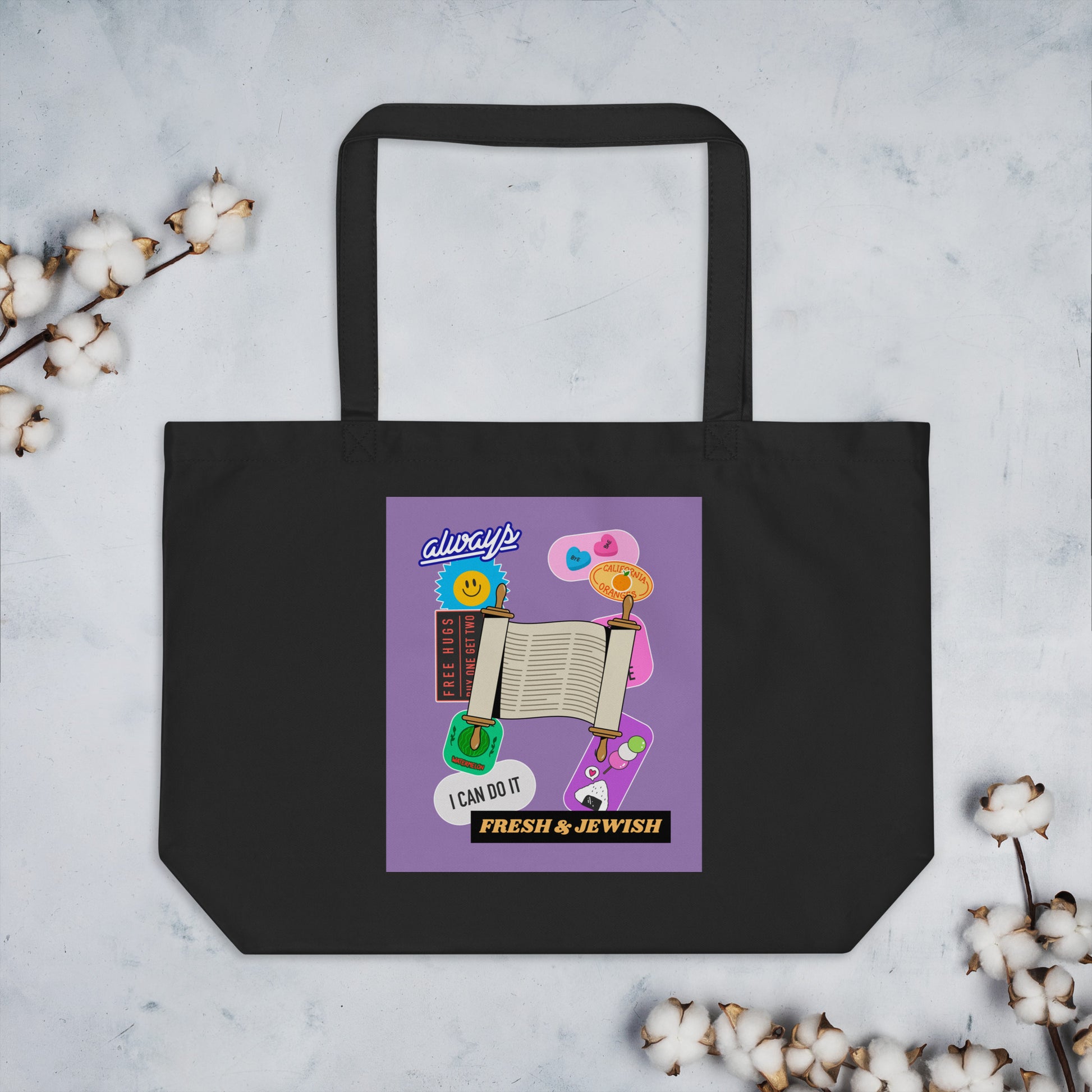 Shop Jewish | Purple | Large Organic Tote Bag