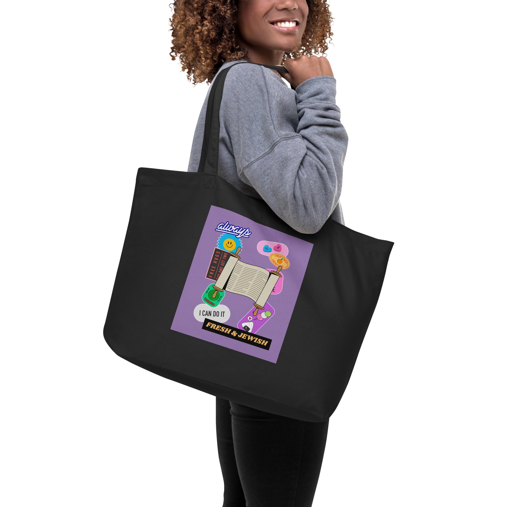 Shop Jewish | Purple | Large Organic Tote Bag