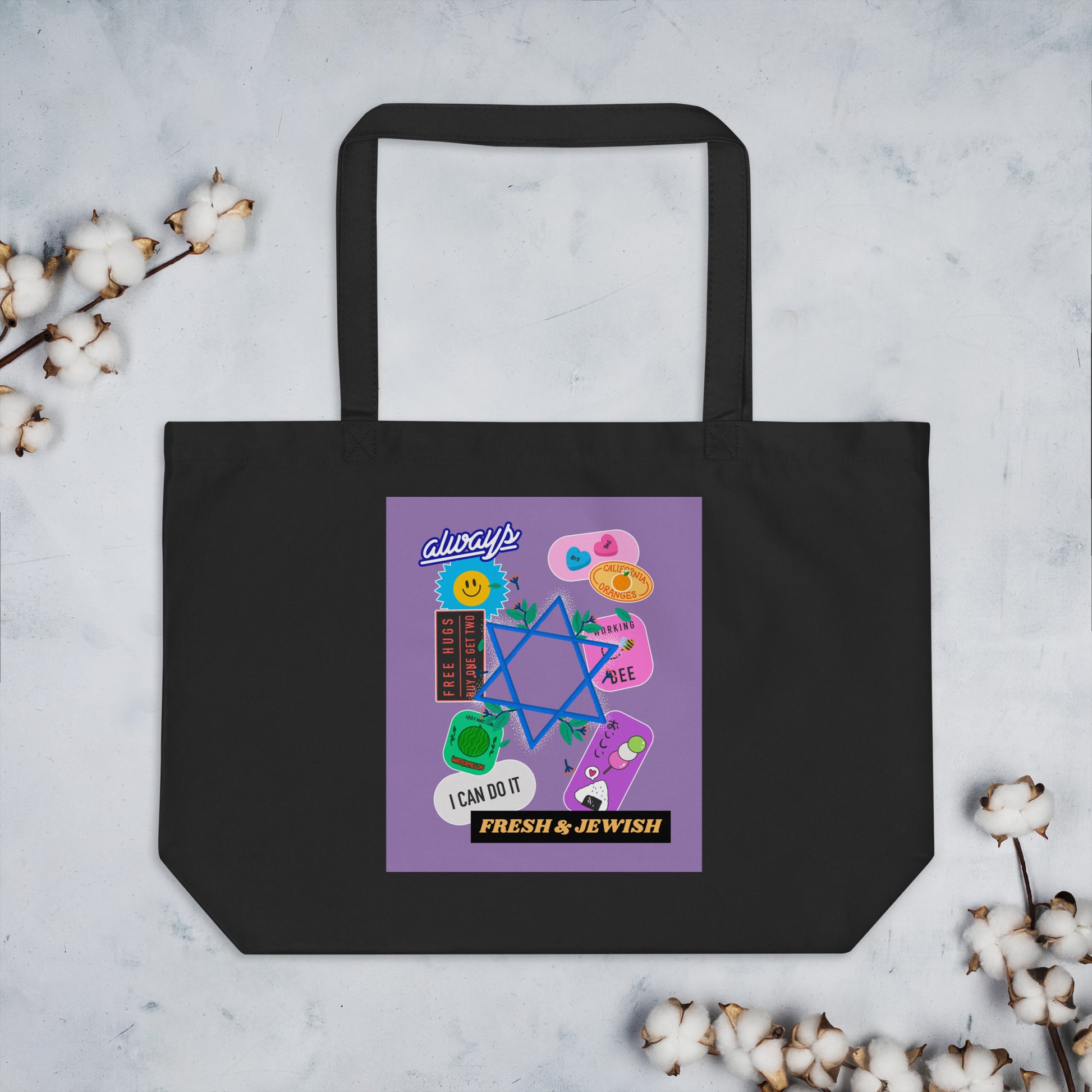 Shop Jewish | Purple | Large Organic Tote Bag
