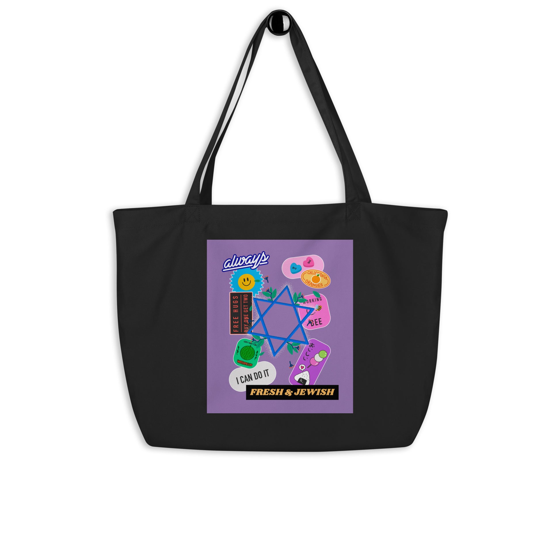 Shop Jewish | Purple | Large Organic Tote Bag