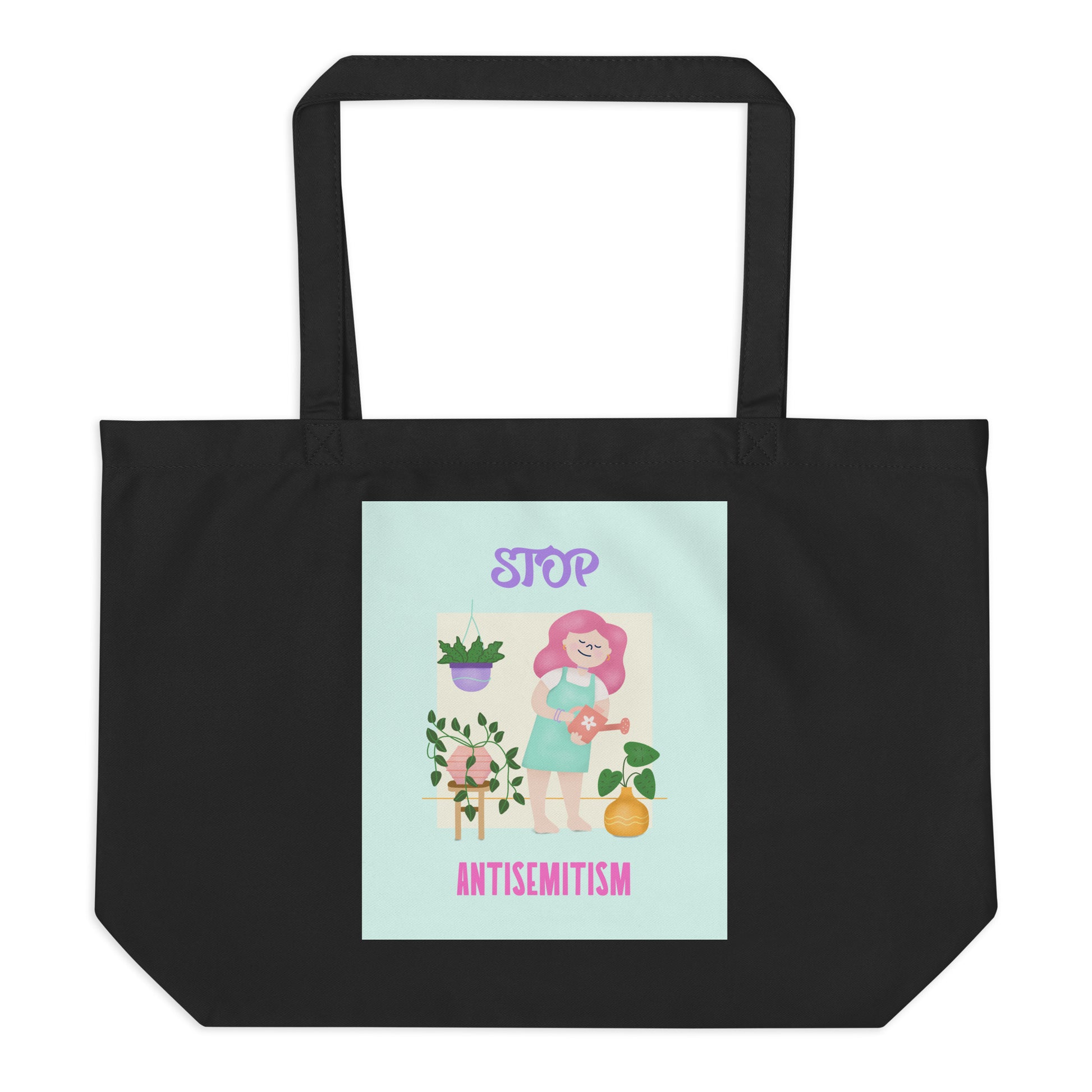 Stop Antisemitism | Plants & Flowers Edition | Large Organic Tote Bag