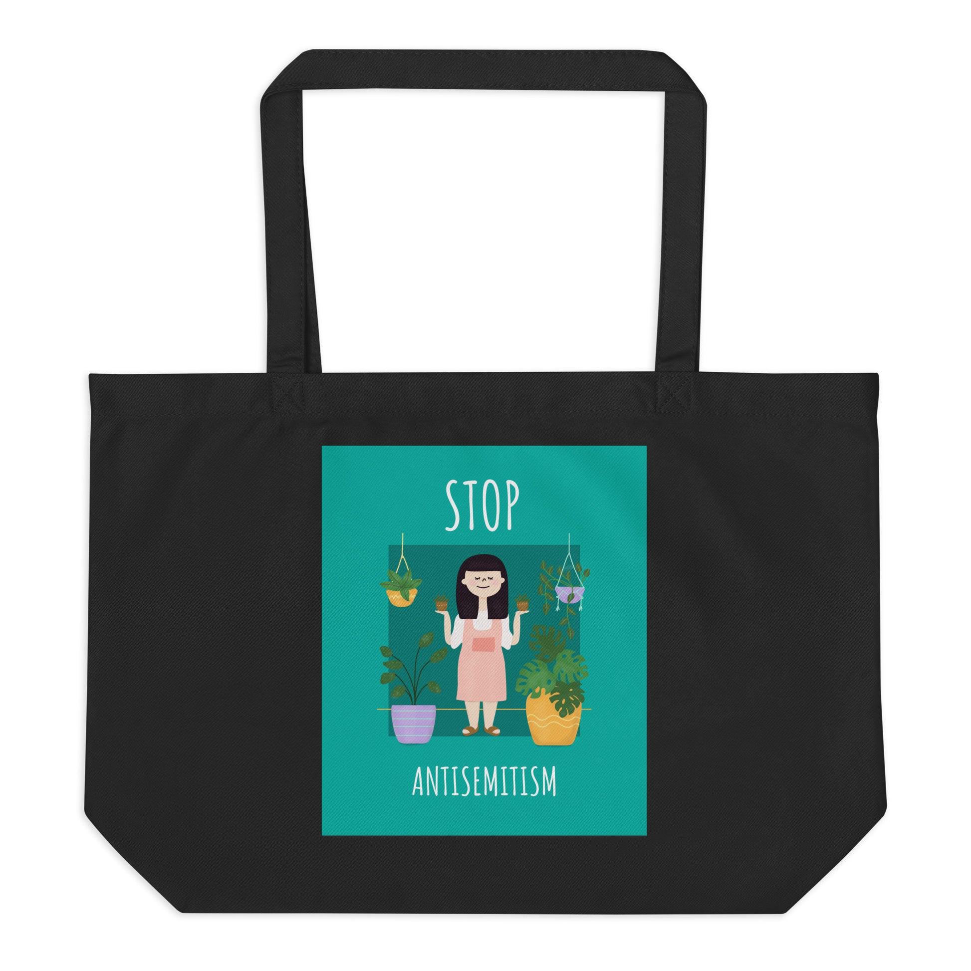 Stop Antisemitism | Plants & Flowers Edition | Large Organic Tote Bag