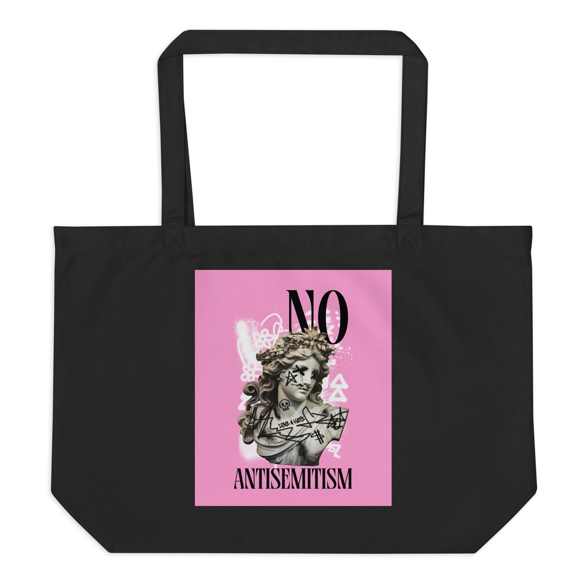 Graffiti Statue Anthem | No Antisemitism | Large Organic Tote Bag