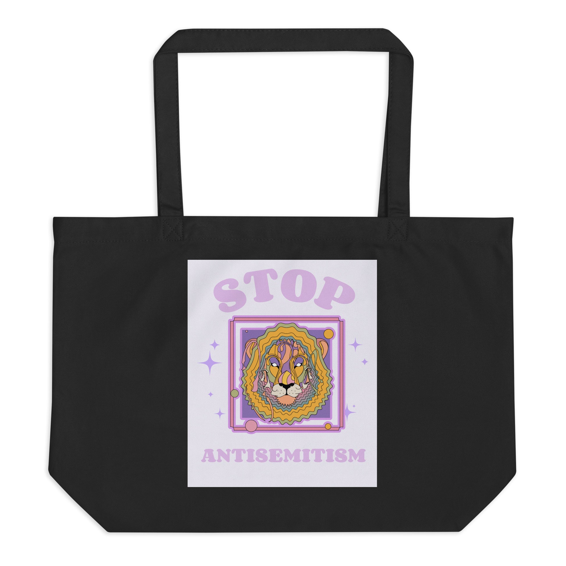 Stop Antisemitism | Purple & Cute Edition | Large Organic Tote Bag