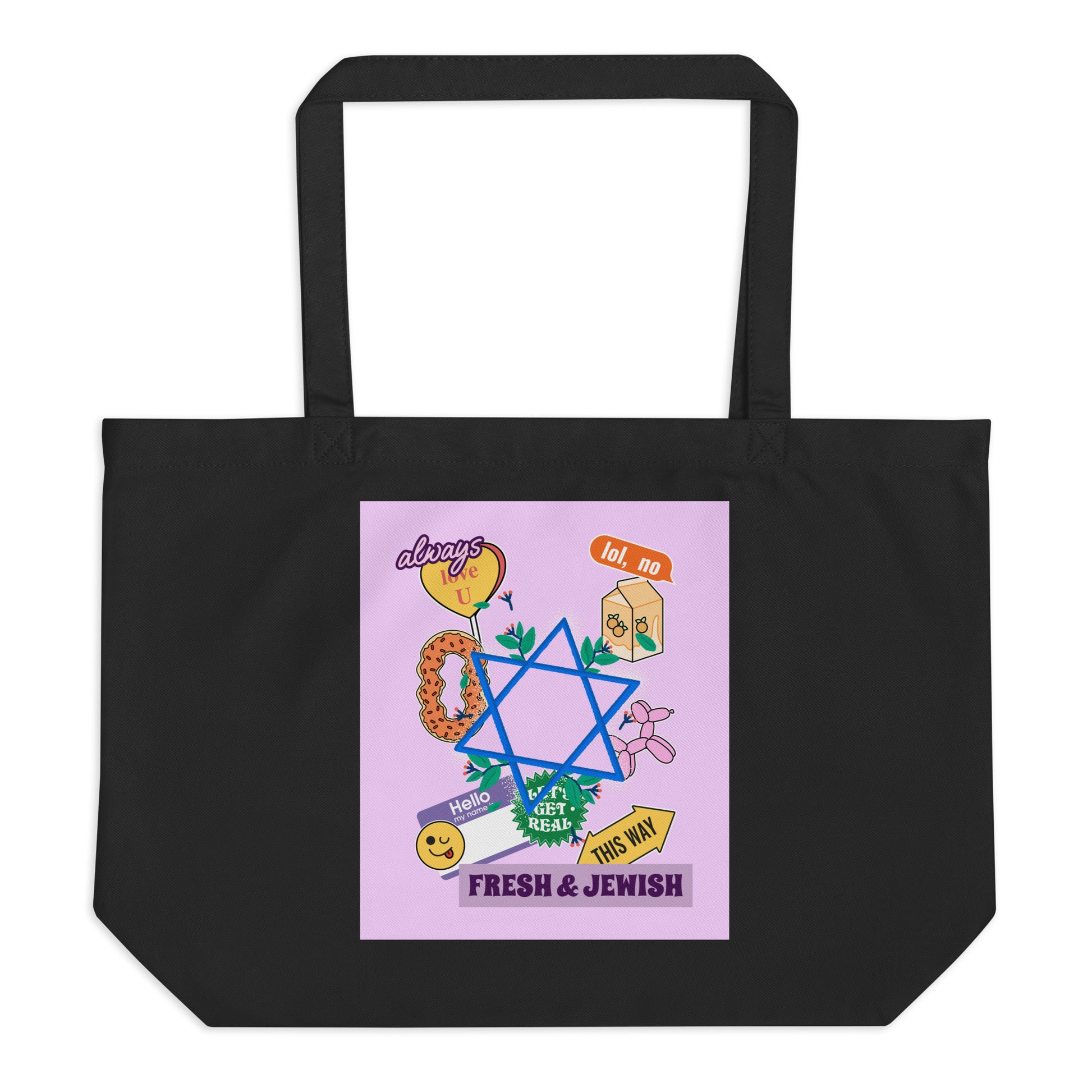 Shop Jewish | Pink | Large Organic Tote Bag