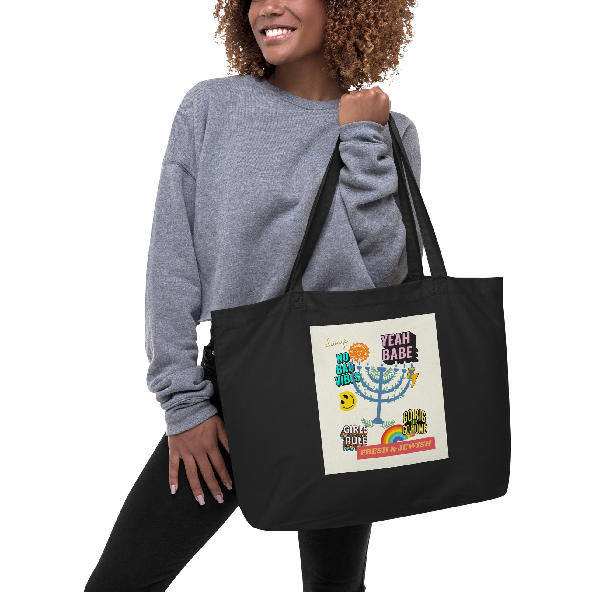 Shop Jewish | Creme | Large Organic Tote Bag