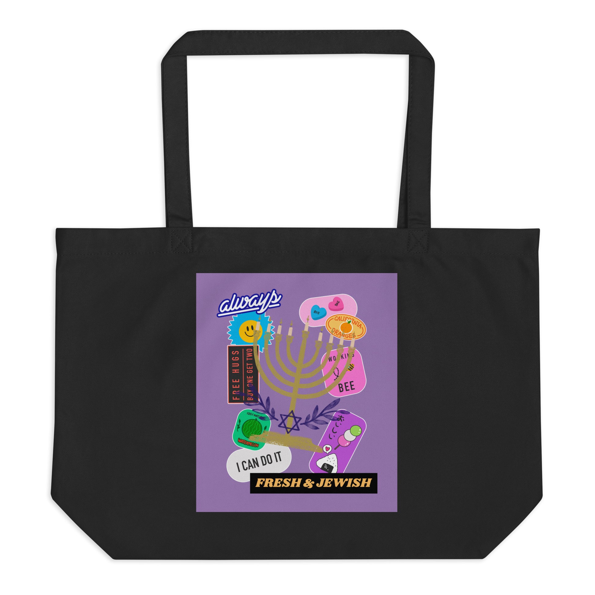 Shop Jewish | Purple | Large Organic Tote Bag