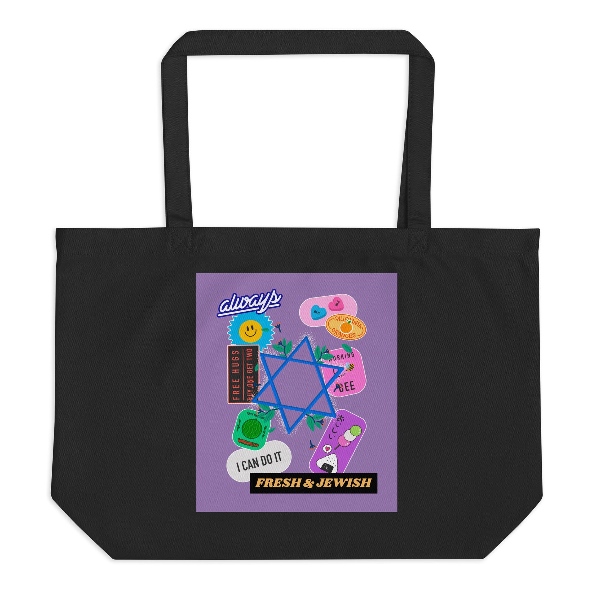 Shop Jewish | Purple | Large Organic Tote Bag