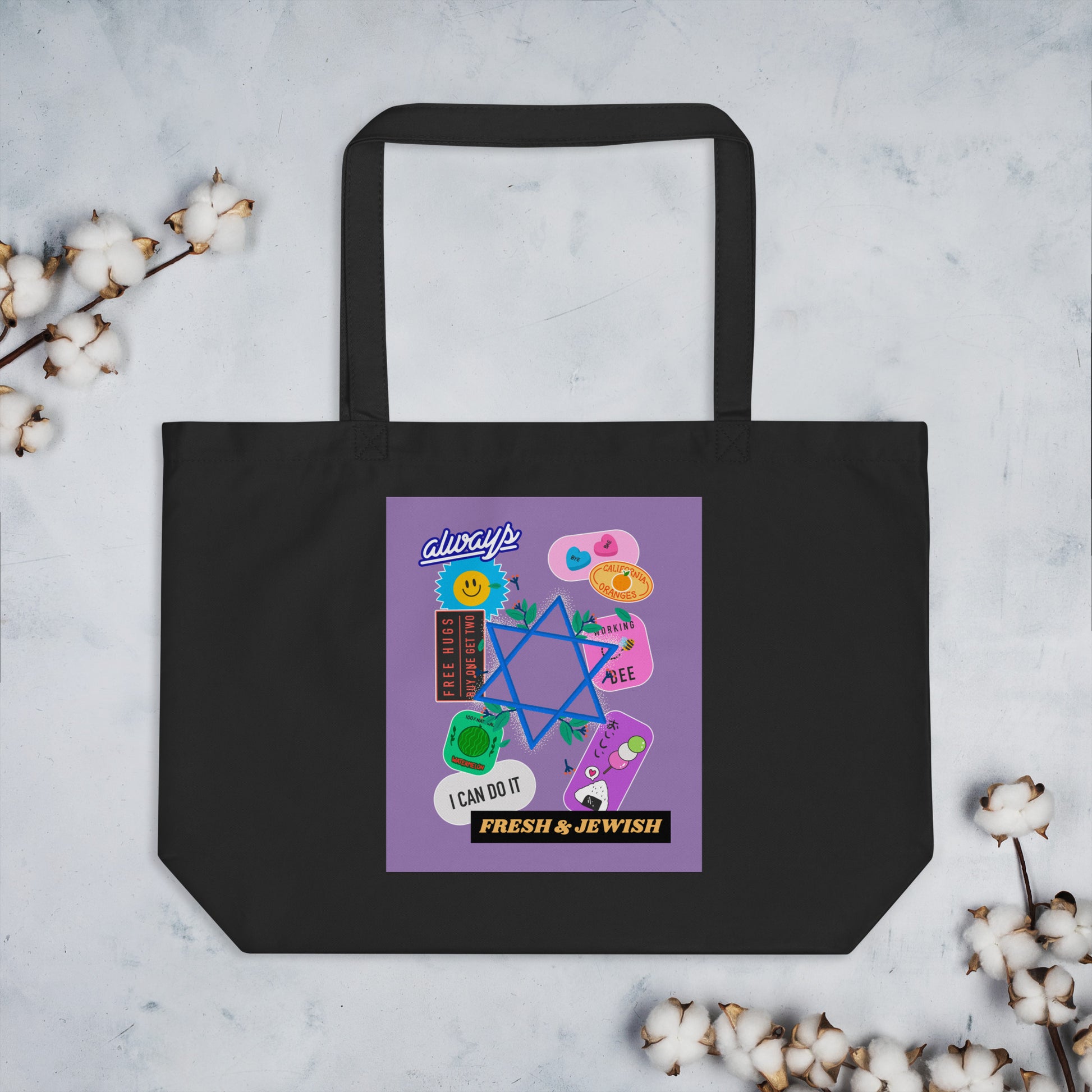 Shop Jewish | Purple | Large Organic Tote Bag