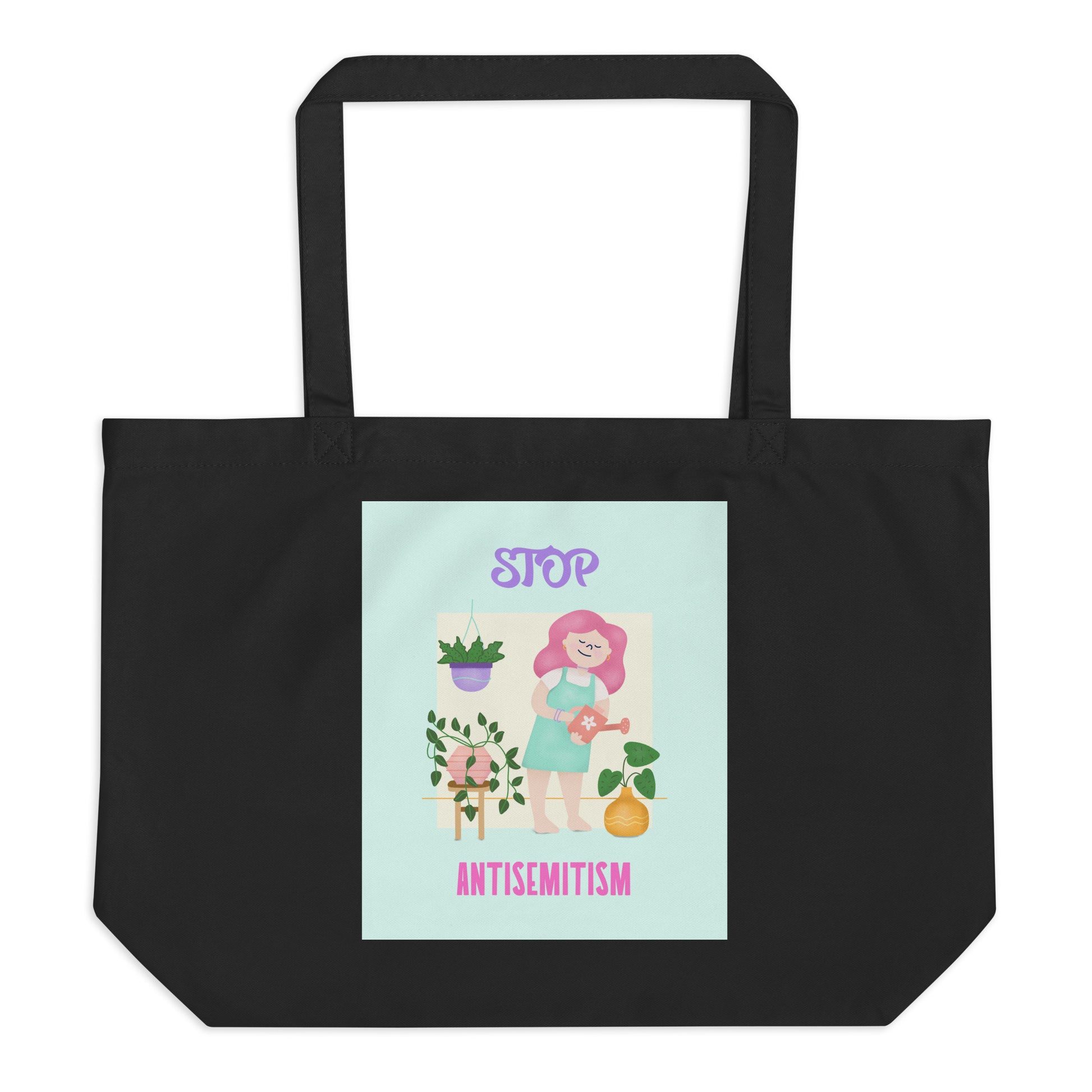 Stop Antisemitism | Plants & Flowers Edition | Large Organic Tote Bag