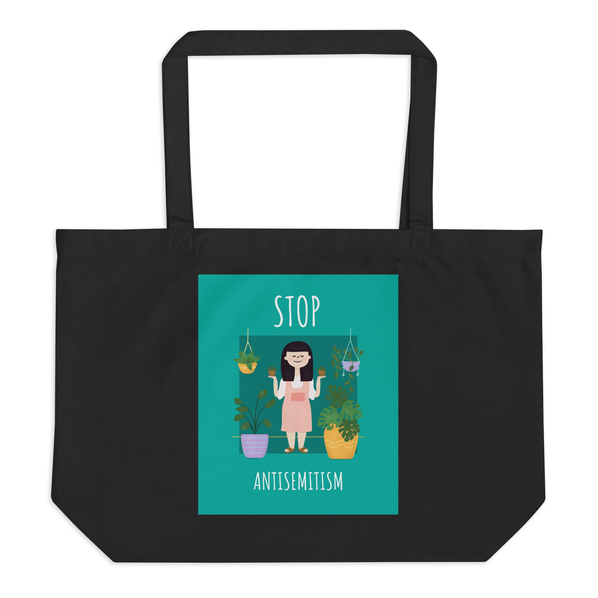 Stop Antisemitism | Plants & Flowers Edition | Large Organic Tote Bag