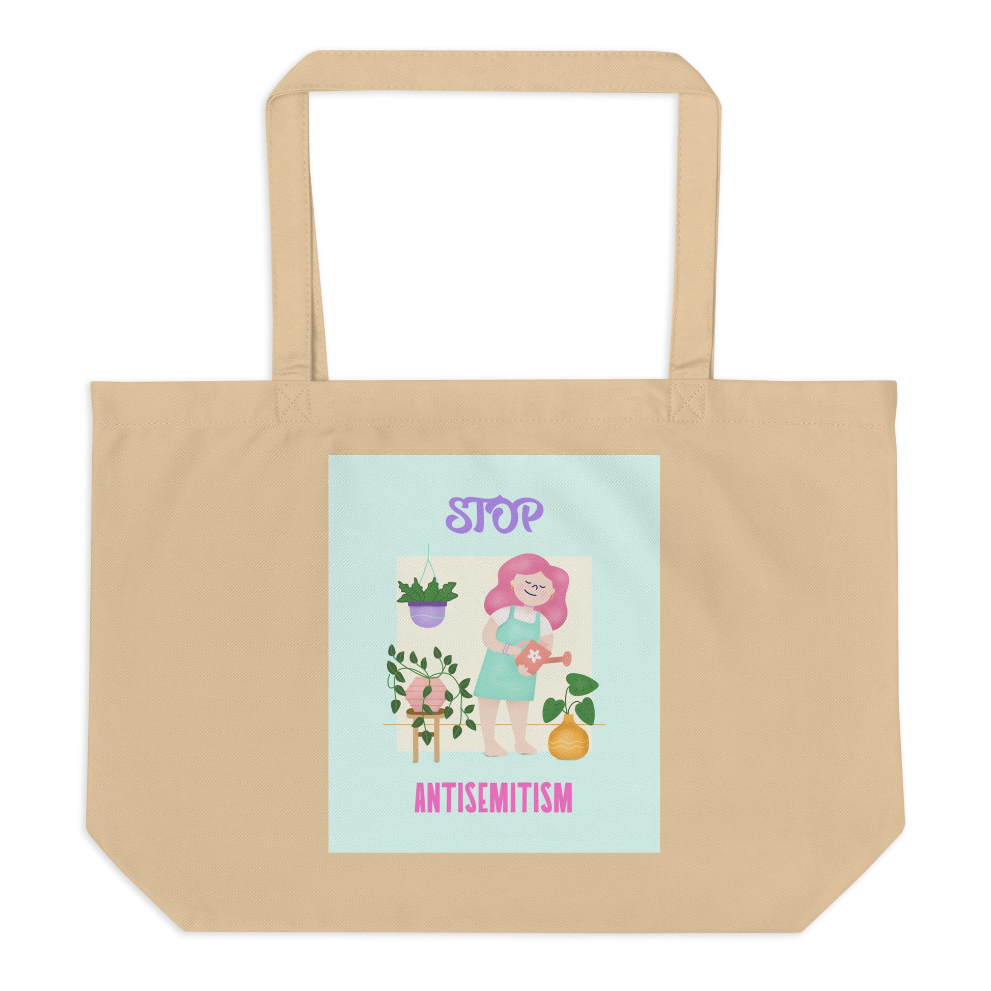 Stop Antisemitism | Plants & Flowers Edition | Large Organic Tote Bag