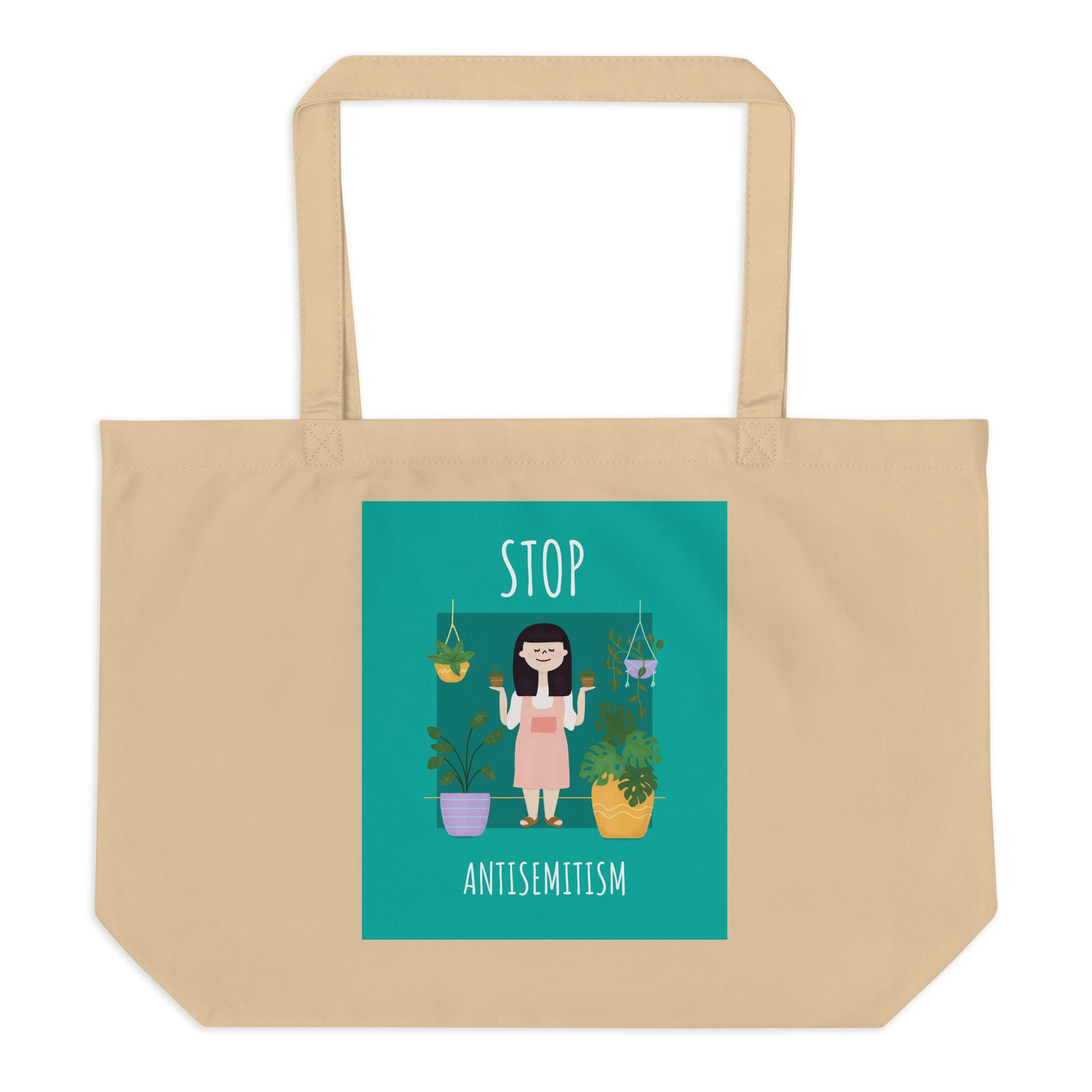 Stop Antisemitism | Plants & Flowers Edition | Large Organic Tote Bag