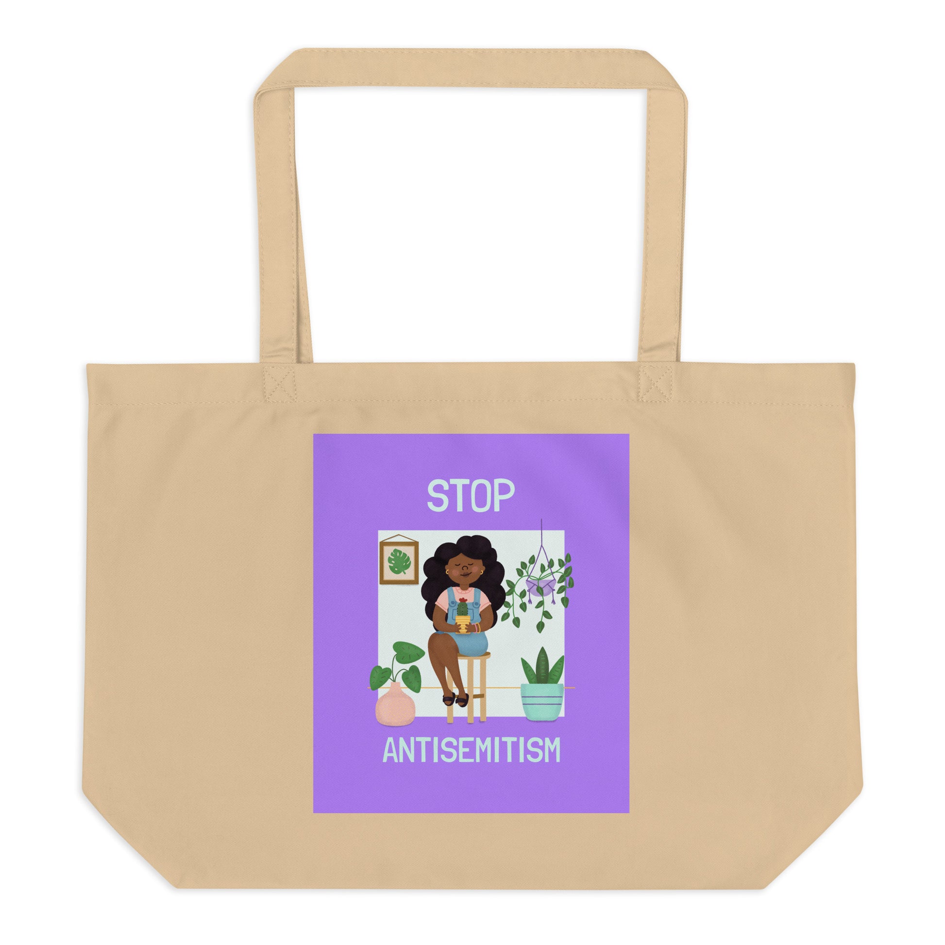 Stop Antisemitism | Plants & Flowers Edition | Large Organic Tote Bag