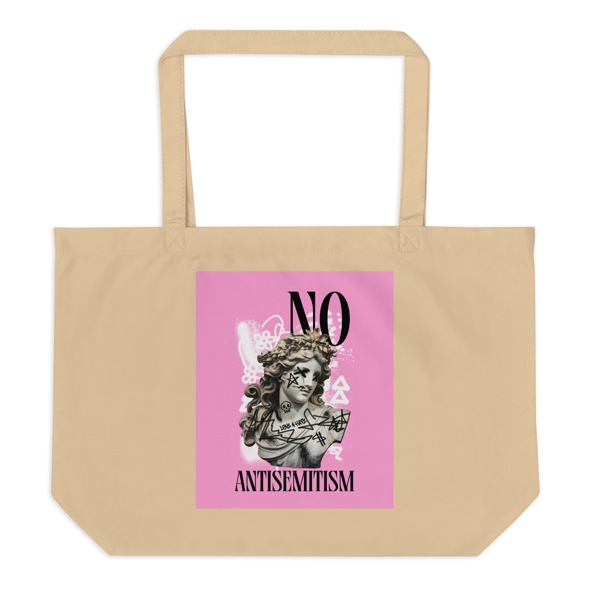 Graffiti Statue Anthem | No Antisemitism | Large Organic Tote Bag