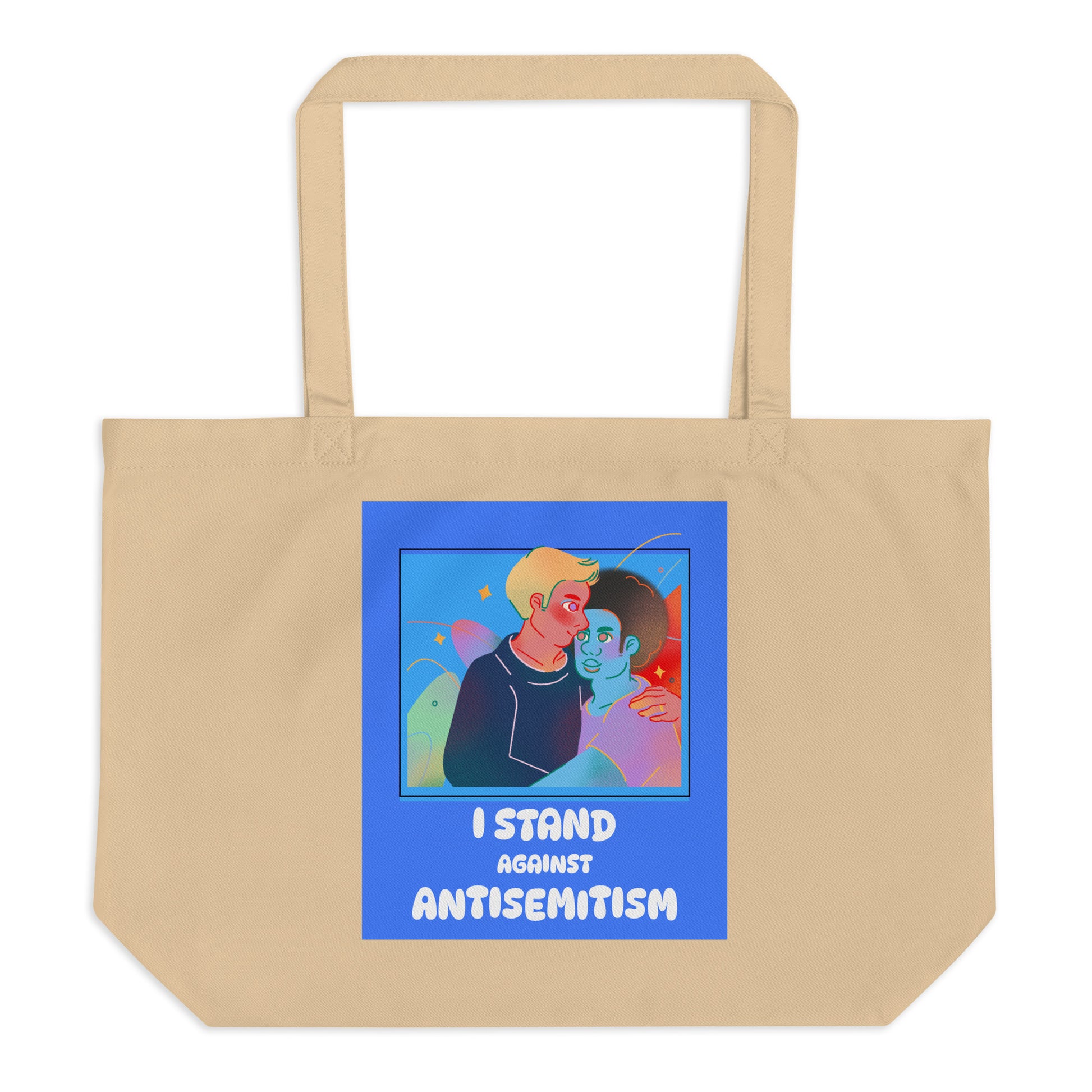 I Stand Against Antisemitism | Large Organic Tote Bag