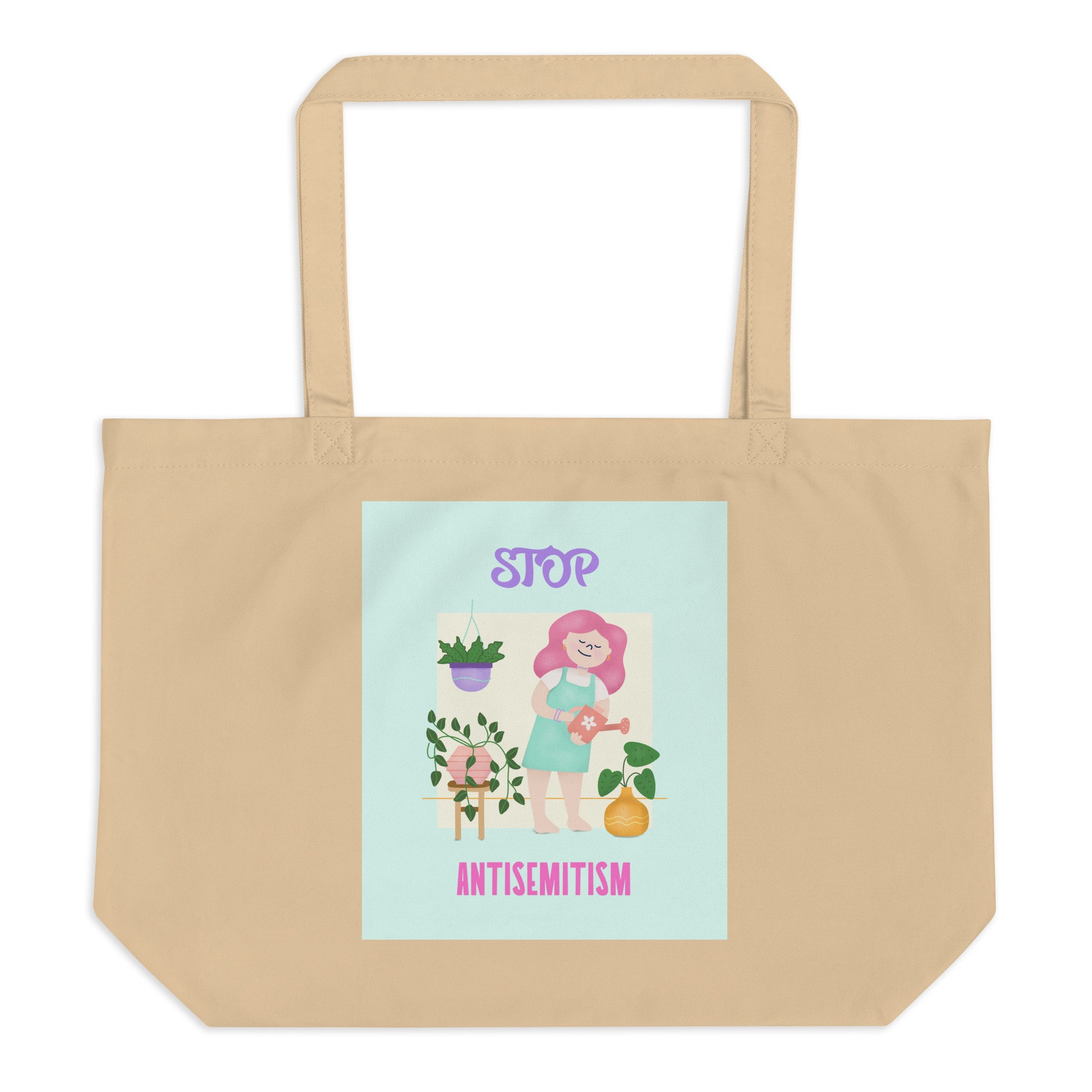 Stop Antisemitism | Plants & Flowers Edition | Large Organic Tote Bag
