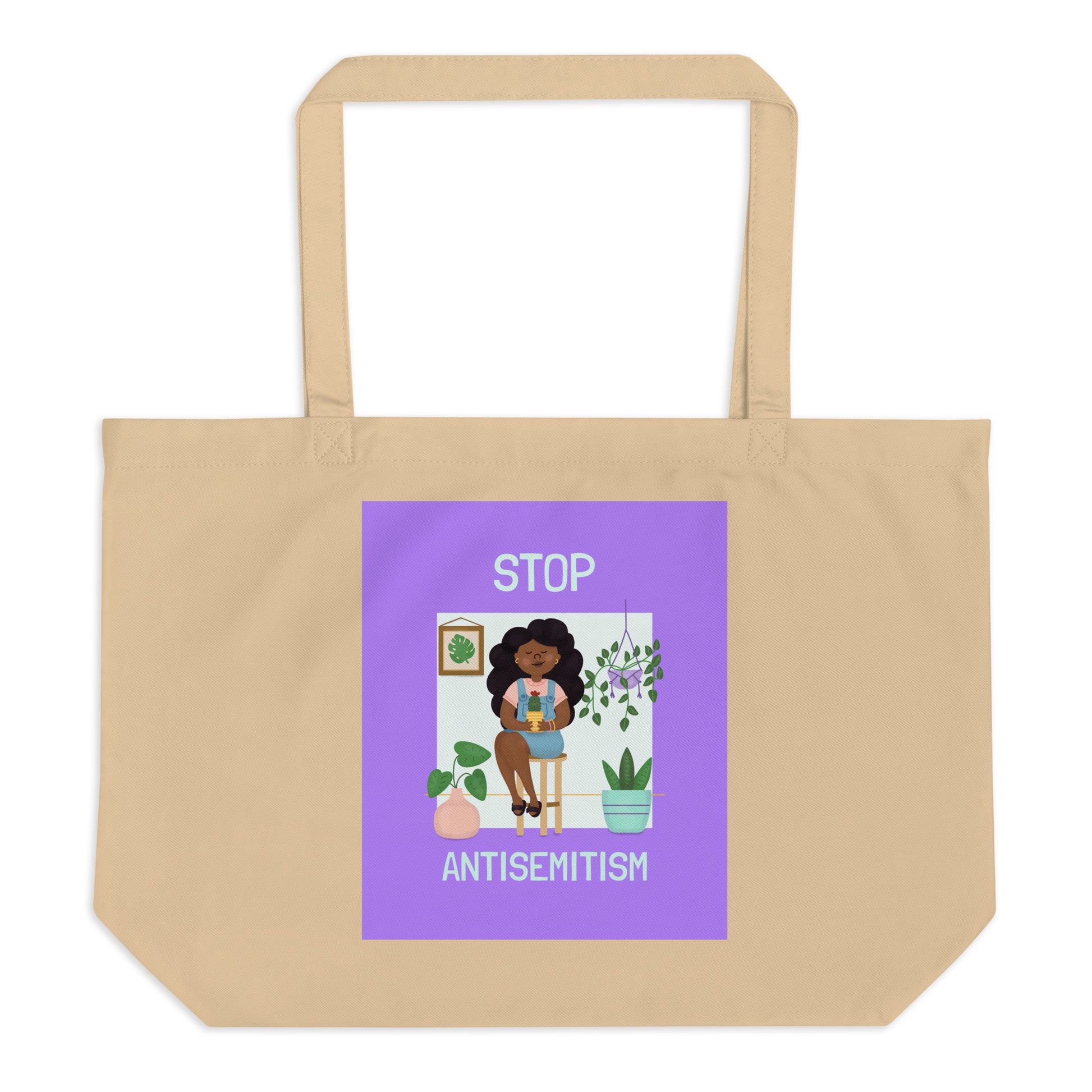 Stop Antisemitism | Plants & Flowers Edition | Large Organic Tote Bag