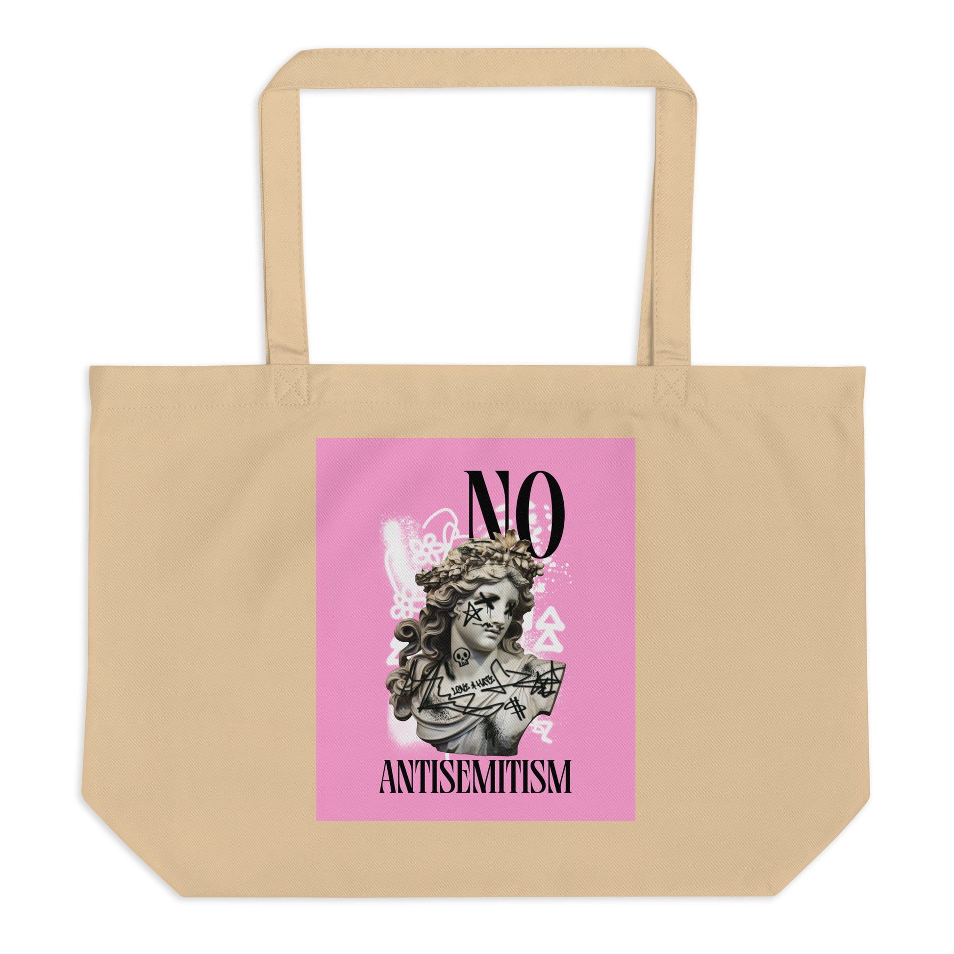 Graffiti Statue Anthem | No Antisemitism | Large Organic Tote Bag