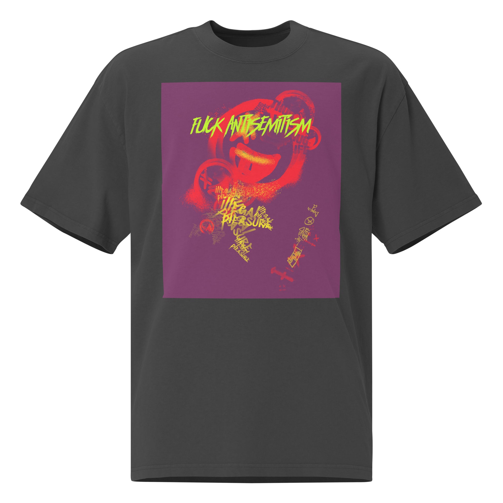 Fuck Antisemitism Graffiti | No Antisemitism | Unisex Oversized Faded T-Shirt
