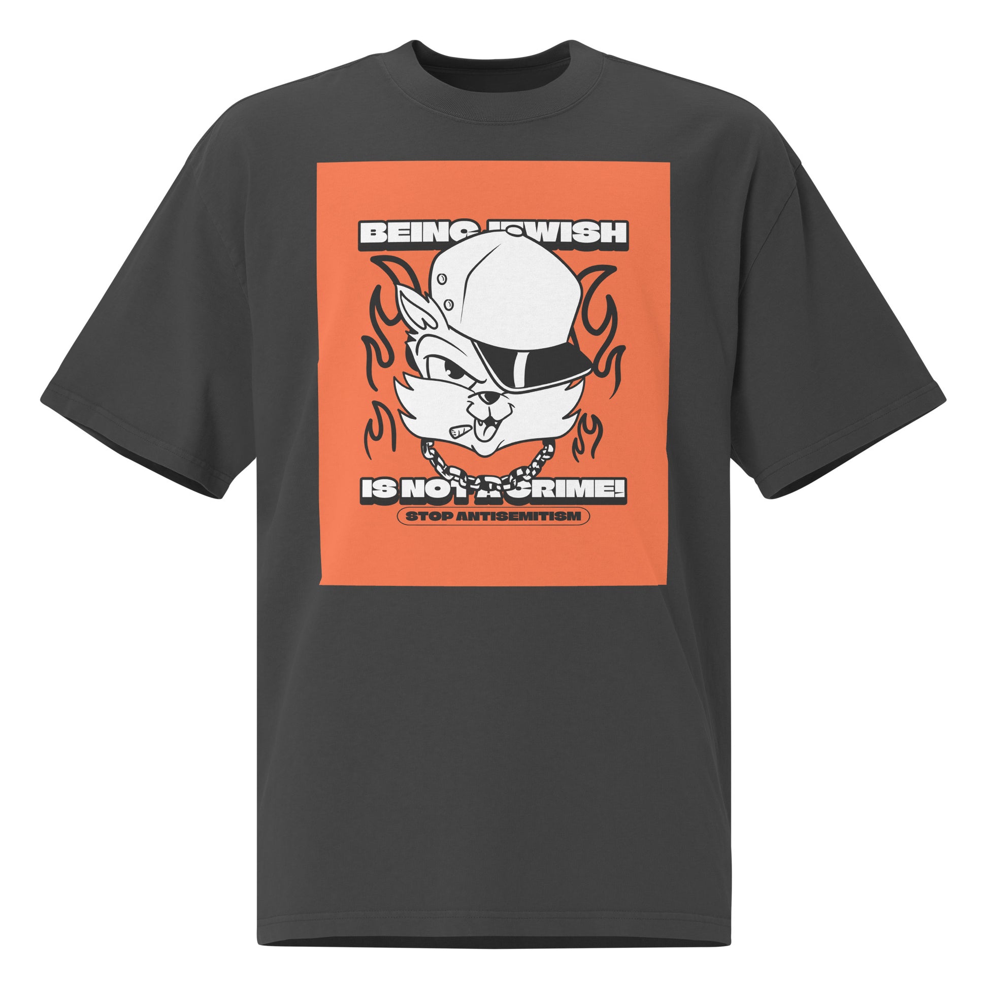 Streetart Graffiti Cartoon | Antisemitism | Unisex Oversized Faded T-Shirt