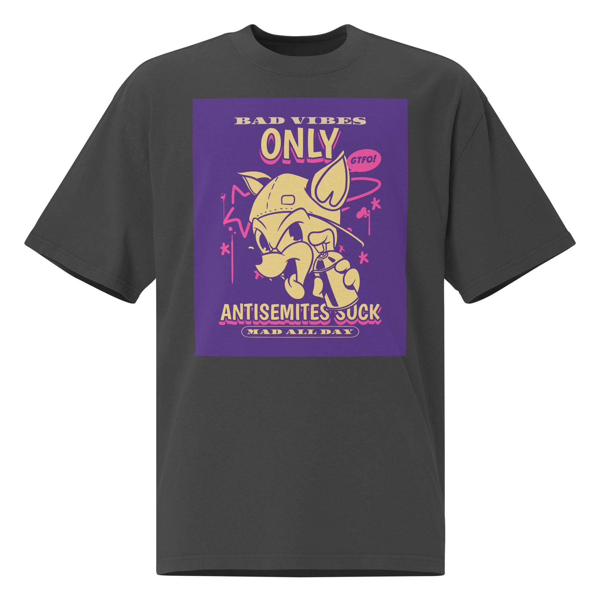 Streetart Graffiti Cartoon | Antisemitism | Unisex Oversized Faded T-Shirt