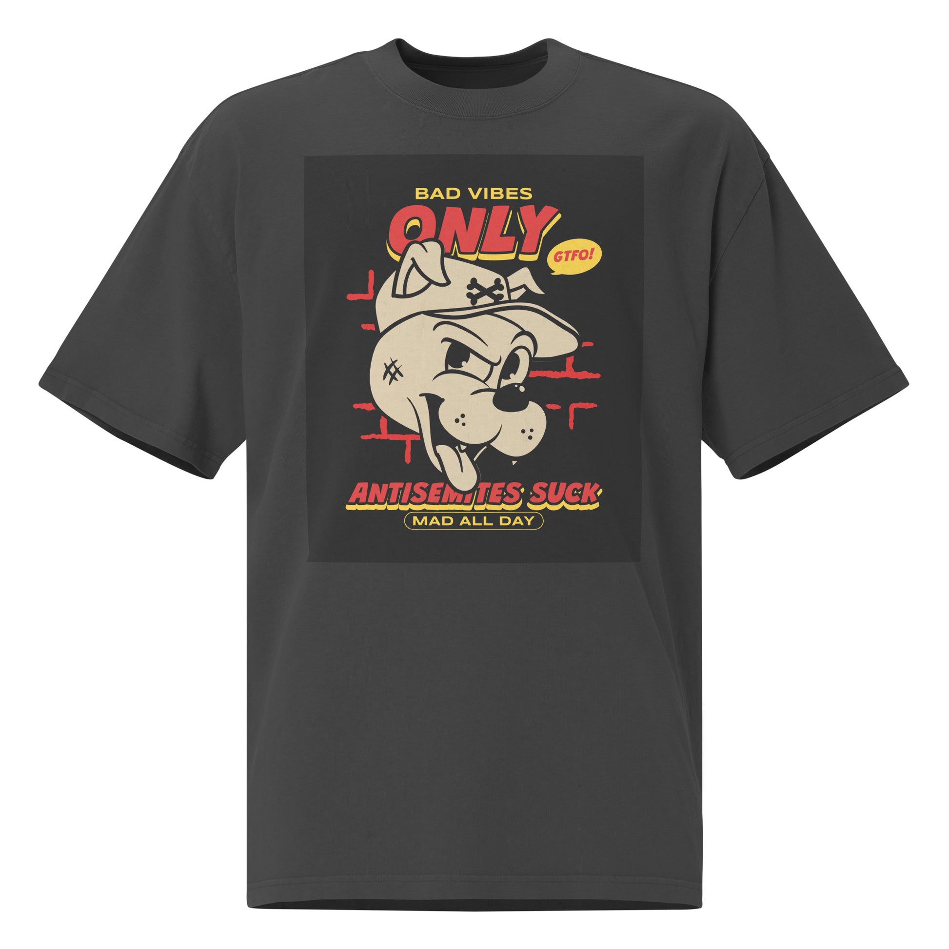 Streetart Graffiti Cartoon | Antisemitism | Unisex Oversized Faded T-Shirt