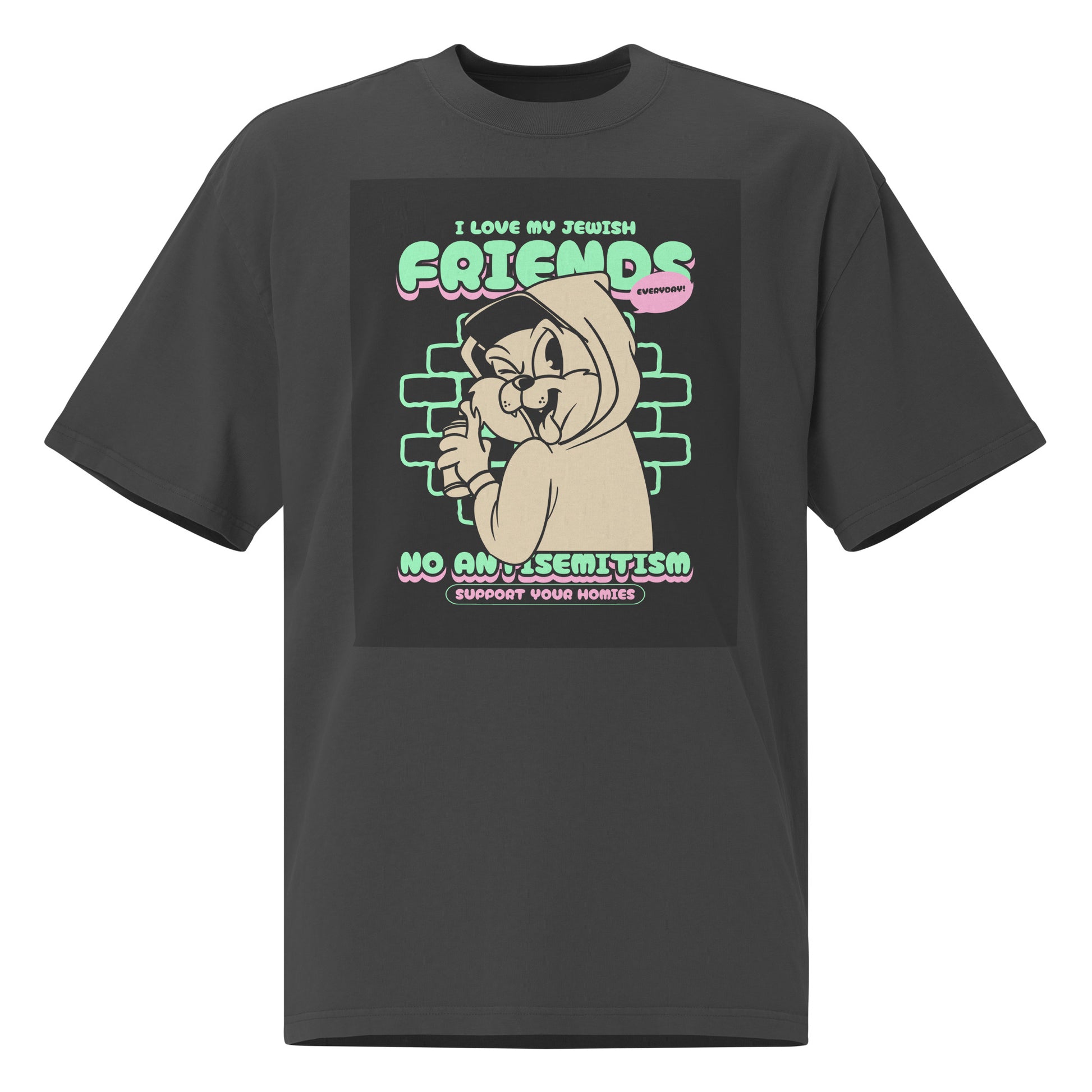 Streetart Graffiti Cartoon | Antisemitism | Unisex Oversized Faded T-Shirt