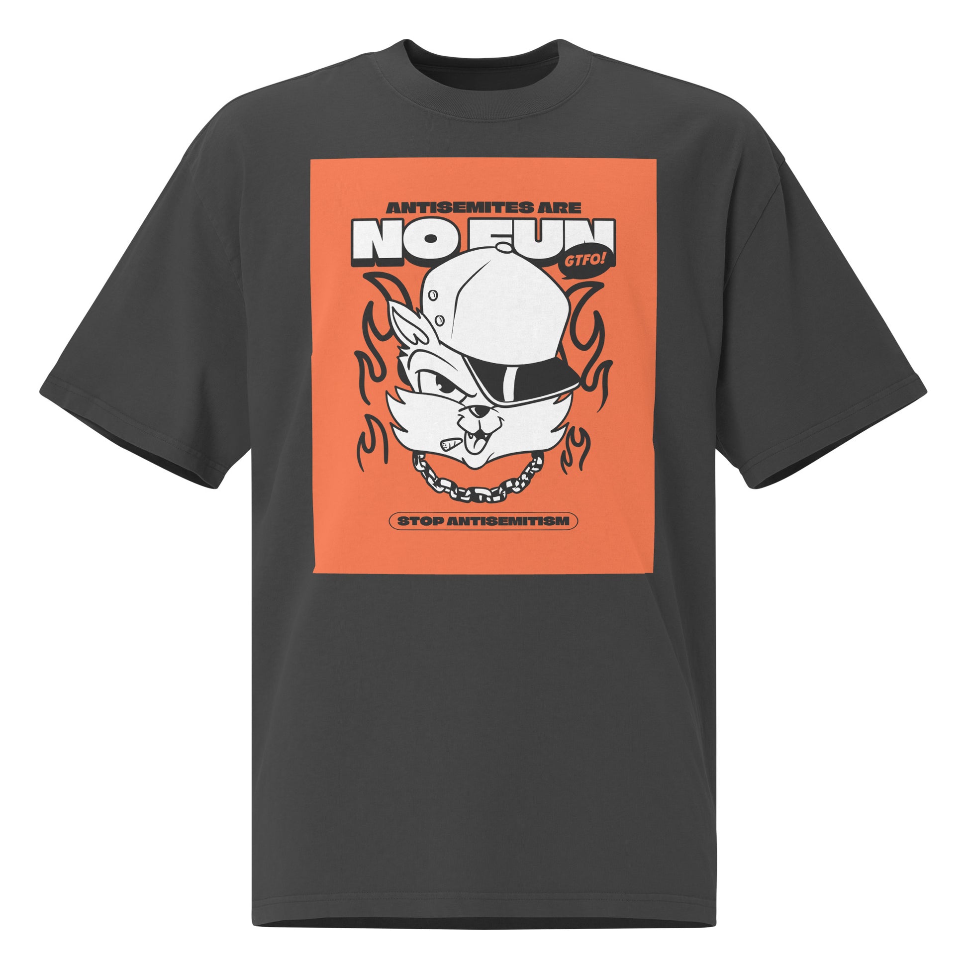 Streetart Graffiti Cartoon | Antisemitism | Unisex Oversized Faded T-Shirt