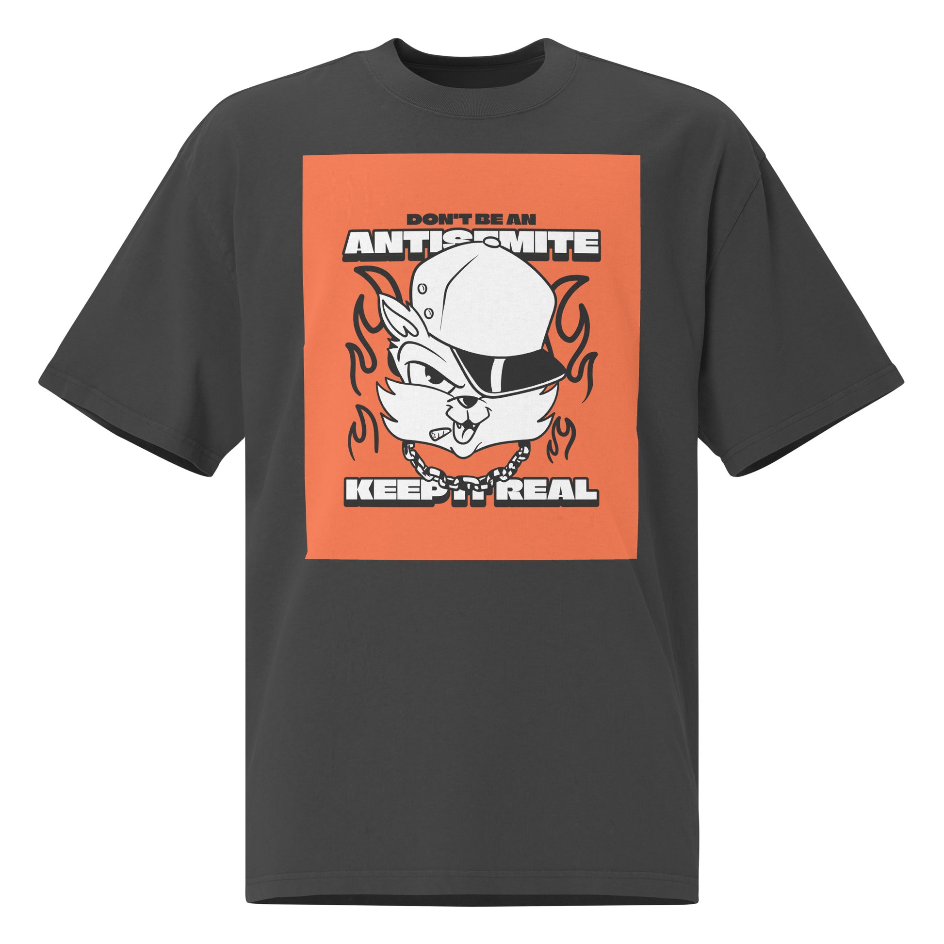 Streetart Graffiti Cartoon | Antisemitism | Unisex Oversized Faded T-Shirt