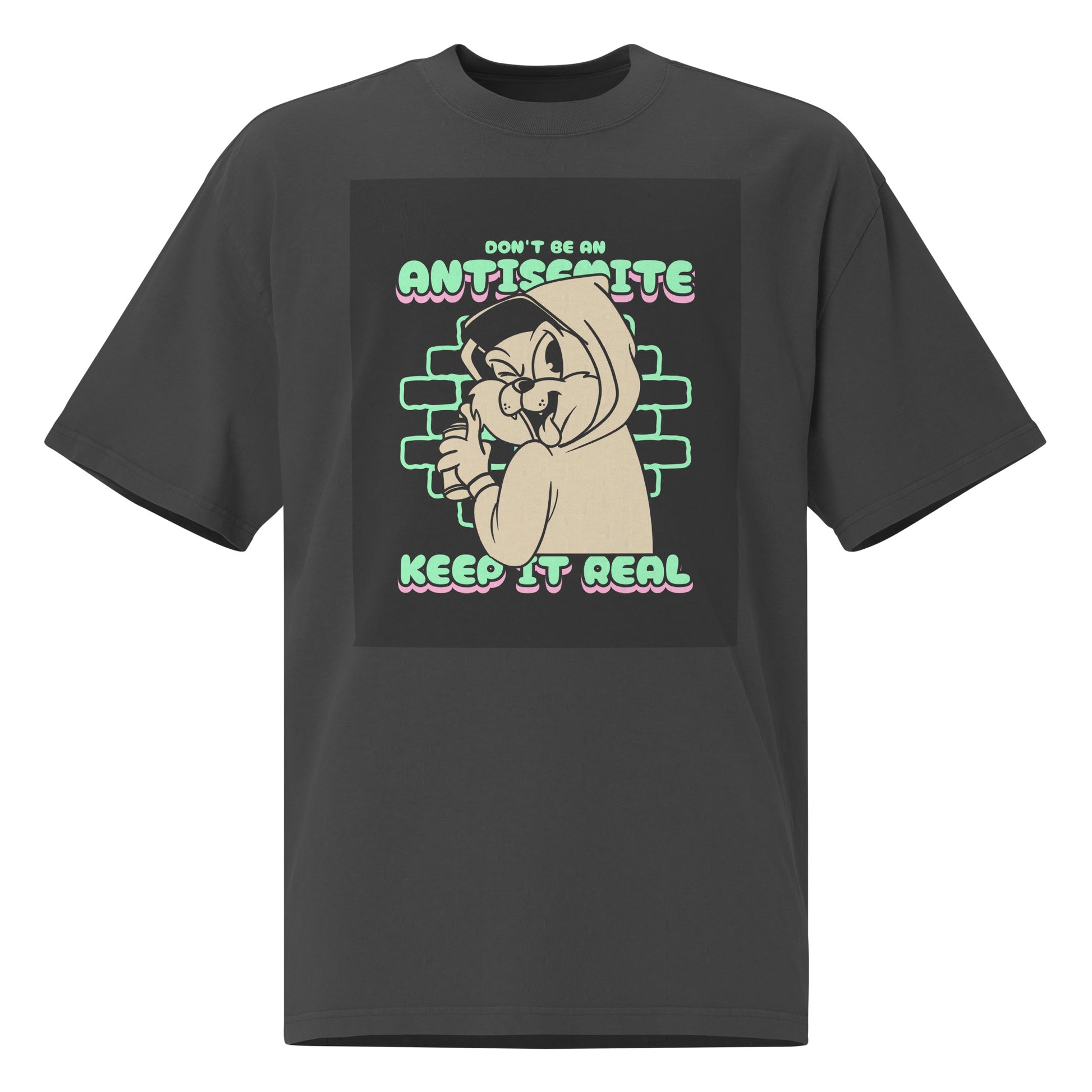 Streetart Graffiti Cartoon | Antisemitism | Unisex Oversized Faded T-Shirt
